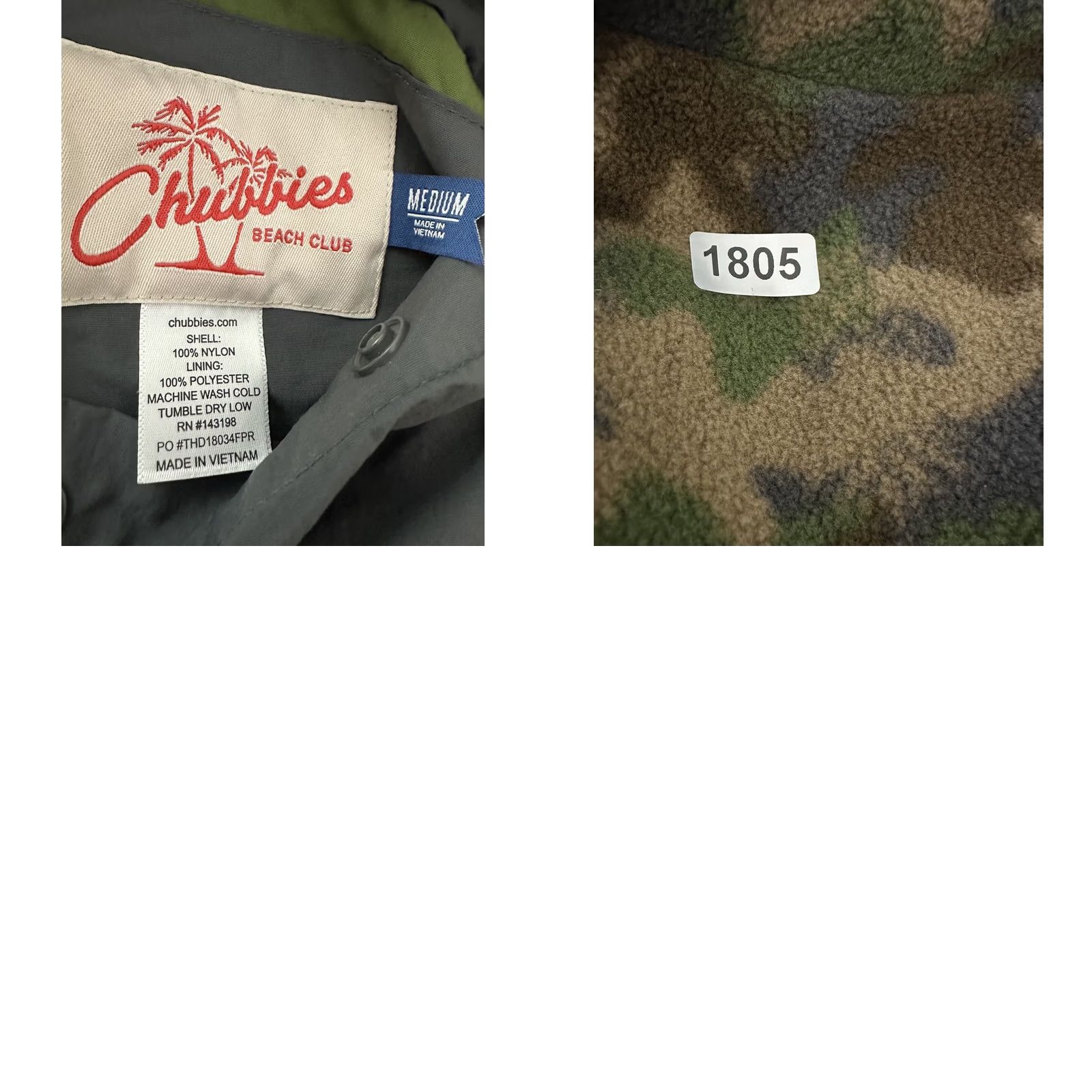 Chubbies Chubbies Fleece Pullover Mens Medium Reversible Olive Green Camo Print Pineapple Size US M / EU 48-50 / 2 - 10 Thumbnail