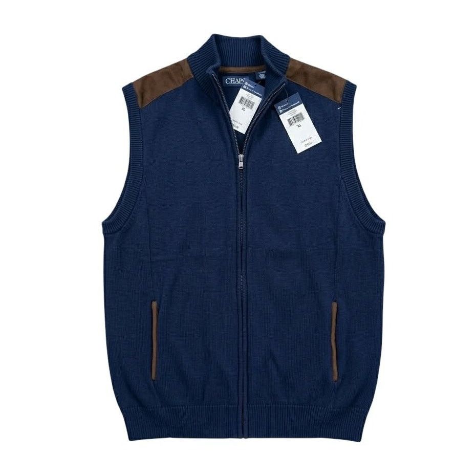 Chaps NEW WITH TAGS Chaps Zip Suede Sweater Vest Blue/Brown XL Size US XL / EU 56 / 4 - 6 Thumbnail