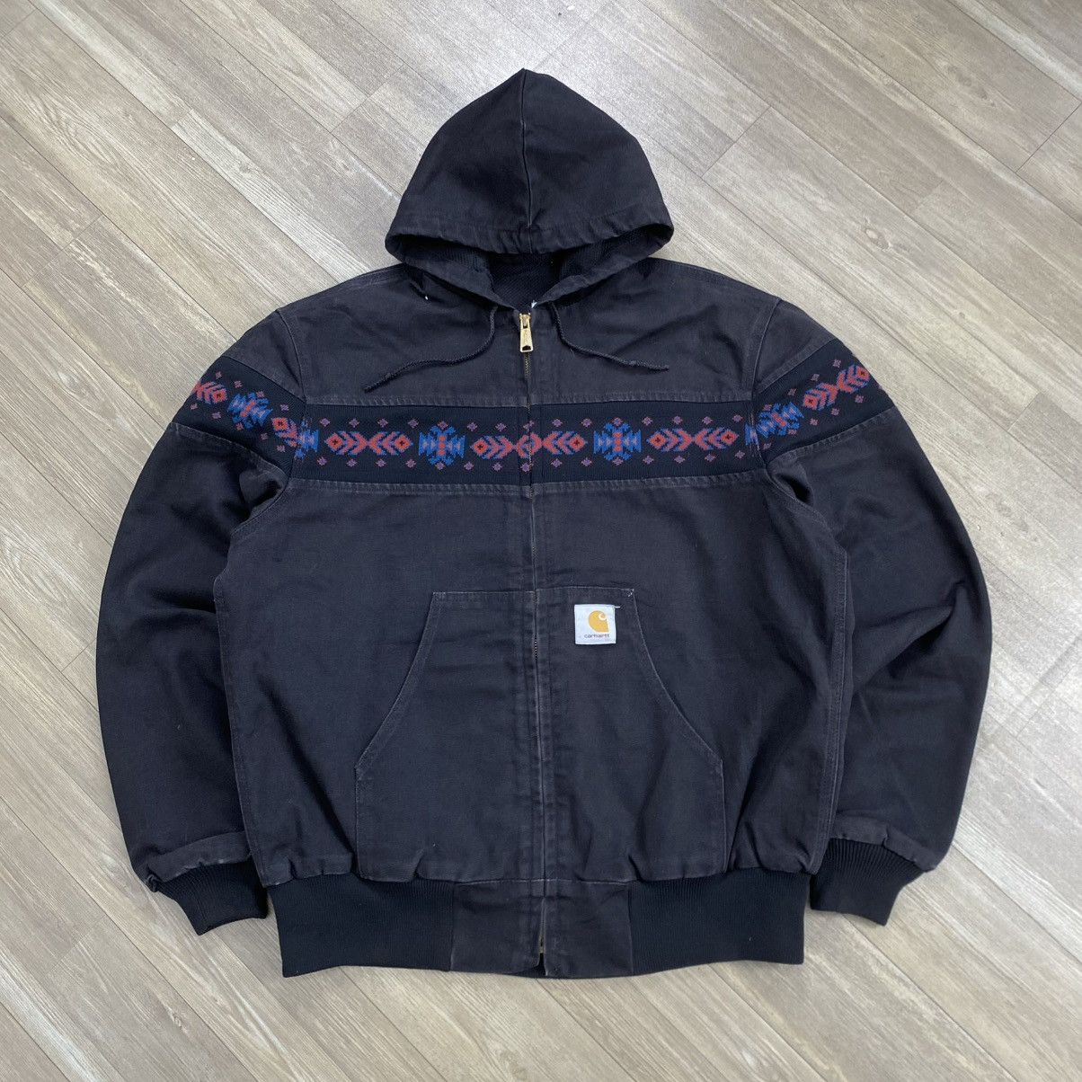 Carhartt Vintage 90s Carhartt Aztec USA J0005 Active Hooded Jacket Size US L / EU 52-54 / 3 - 1 Thumbnail