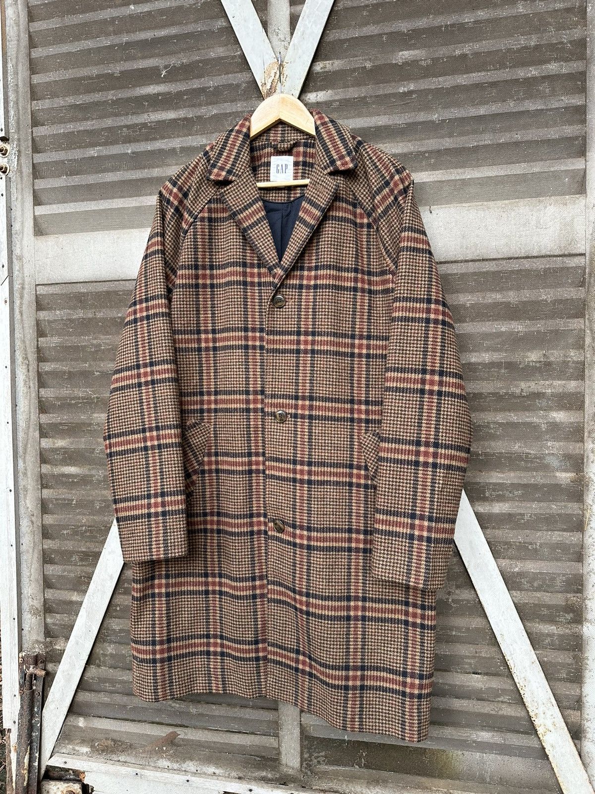 Gap GAP NOVA CHECK DOUBLE BREASTED 100% WOOL LONG JACKET Size US M / EU 48-50 / 2 - 1 Thumbnail