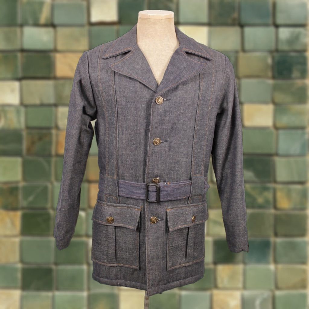 Vintage VTG 1960s Denim Norfolk Style Ely Coat Mens 36 Blue Coat Norfolk Look 60s Jacket Vintage Denim Size US XXS / EU 40 - 1 Thumbnail