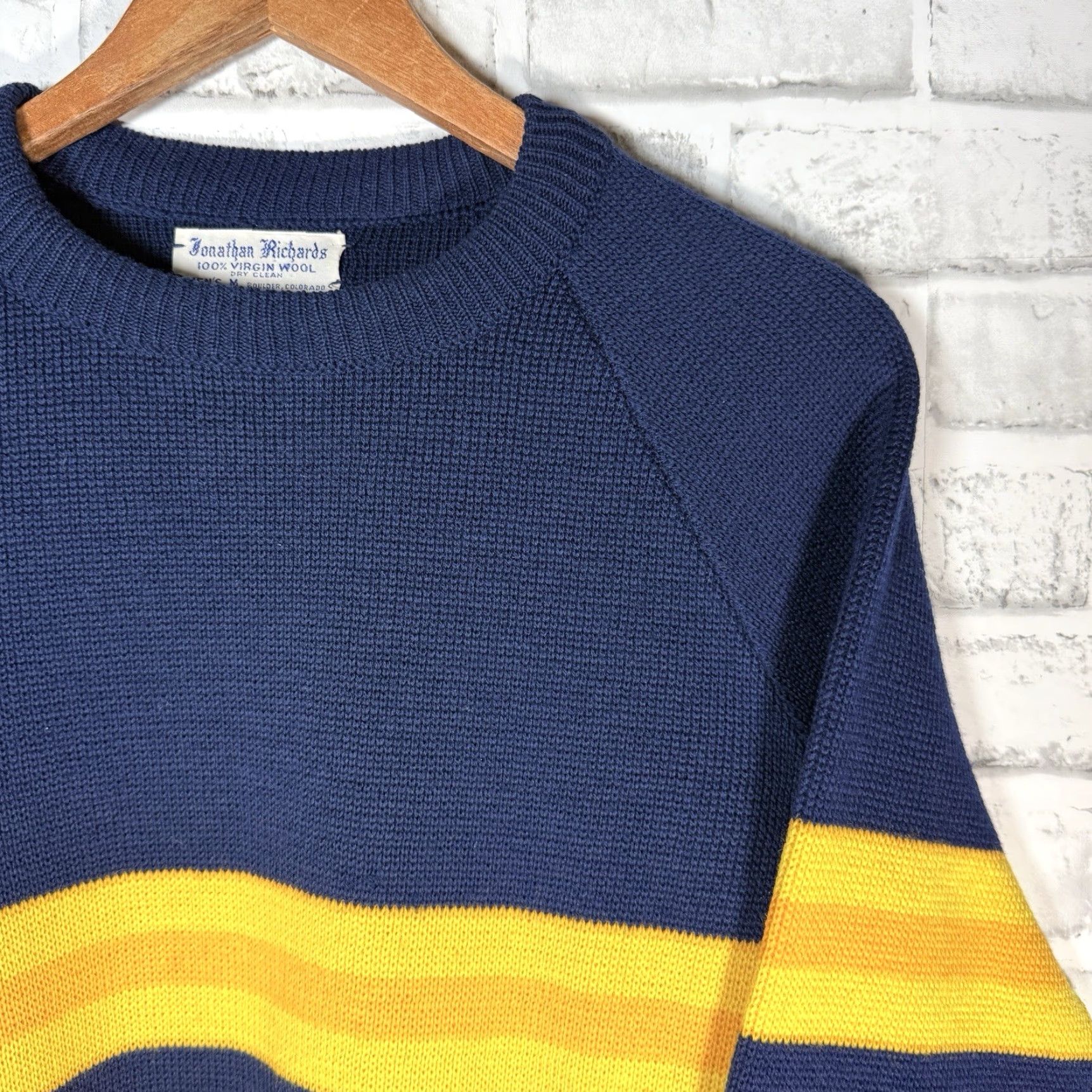 Vintage VTG Jonathan Richards 100% Virgin Wool Striped Pullover Sweater Mens Size M USA Blue Striped Wool Pullover Sweater Mens USA Size US M / EU 48-50 / 2 - 2 Thumbnail