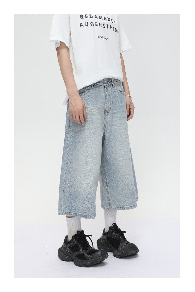 Japanese Brand × Jean American style distressed retro straight loose denim shorts Size US 32 / EU 48 - 3 Thumbnail