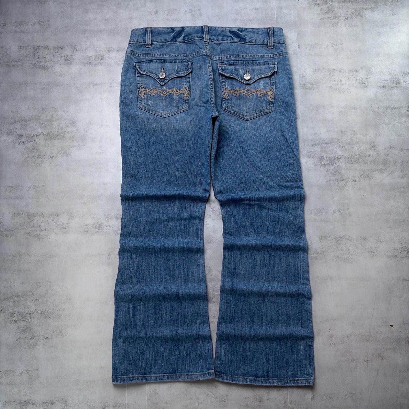 Aeropostale Y2K Blue Aeropostale Grunge Flared Embroidered Denim Jeans Size 34" / US 12 / IT 48 - 1 Thumbnail