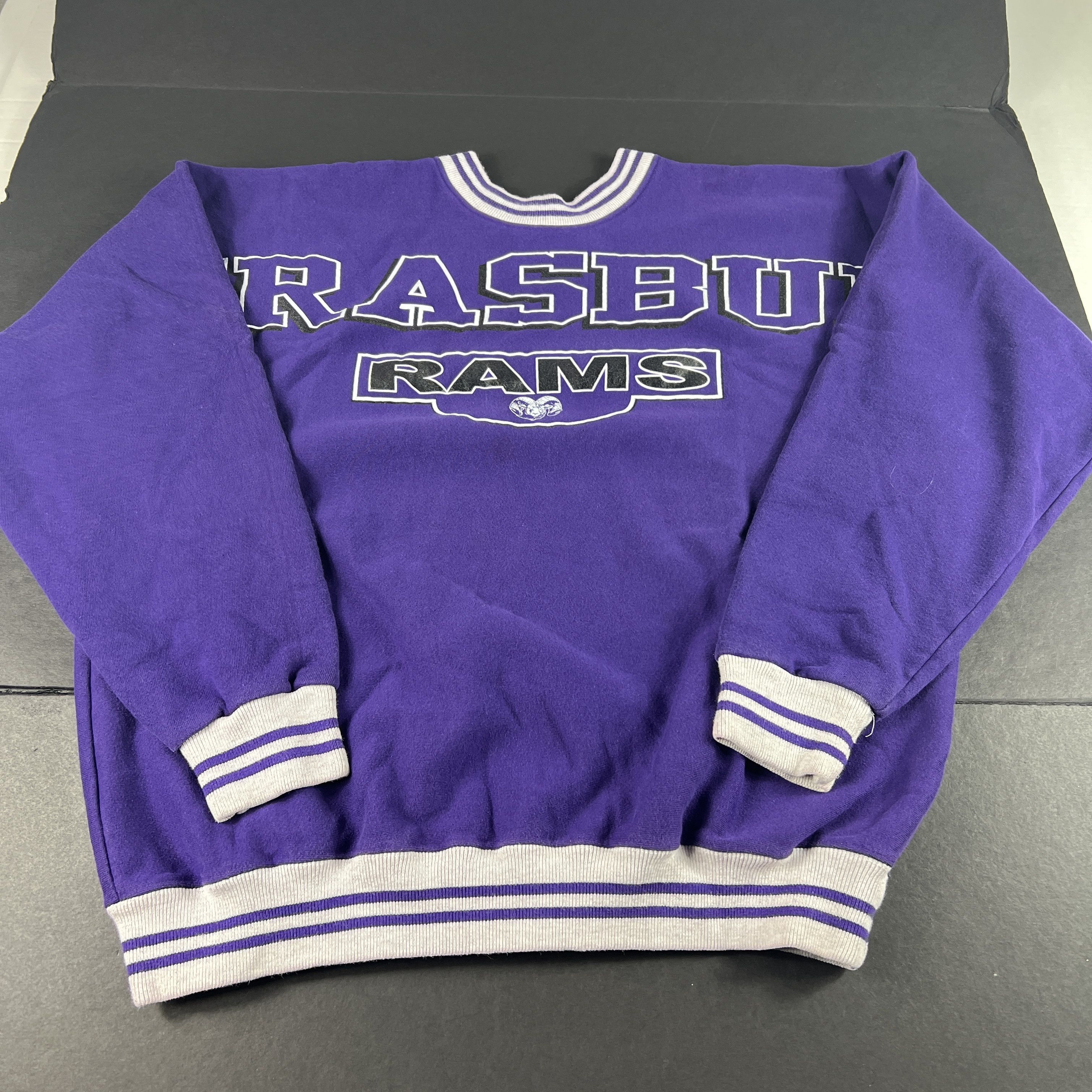 Public School × Vintage VTG 90s Strasburg Rams Virginia Sweatshirt Purple Crewneck Size US XL / EU 56 / 4 - 2 Thumbnail