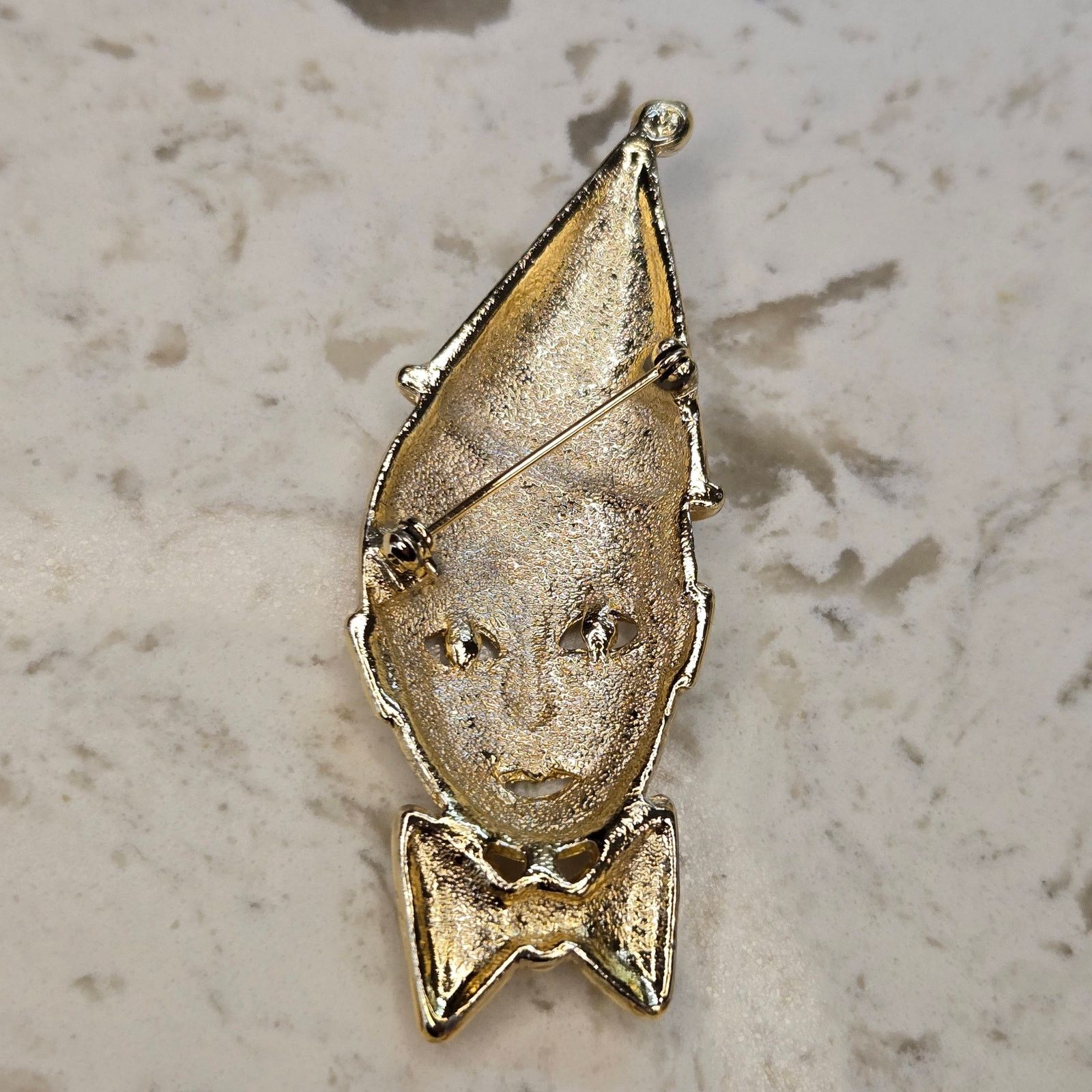 Vintage Vintage 1980s Pierrot Sad Clown Brooch, Art Deco Revival Size ONE SIZE - 8 Thumbnail