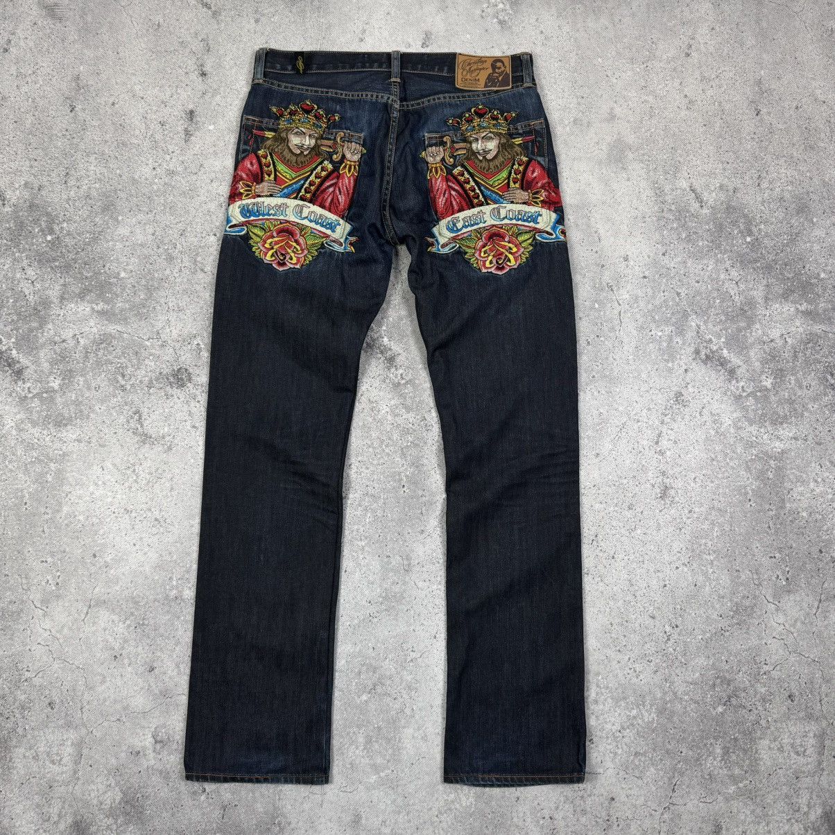 Christian Audigier × Ed Hardy RARE Christian Audigier West Coast Embroidered King Jeans Size US 34 / EU 50 - 1 Thumbnail