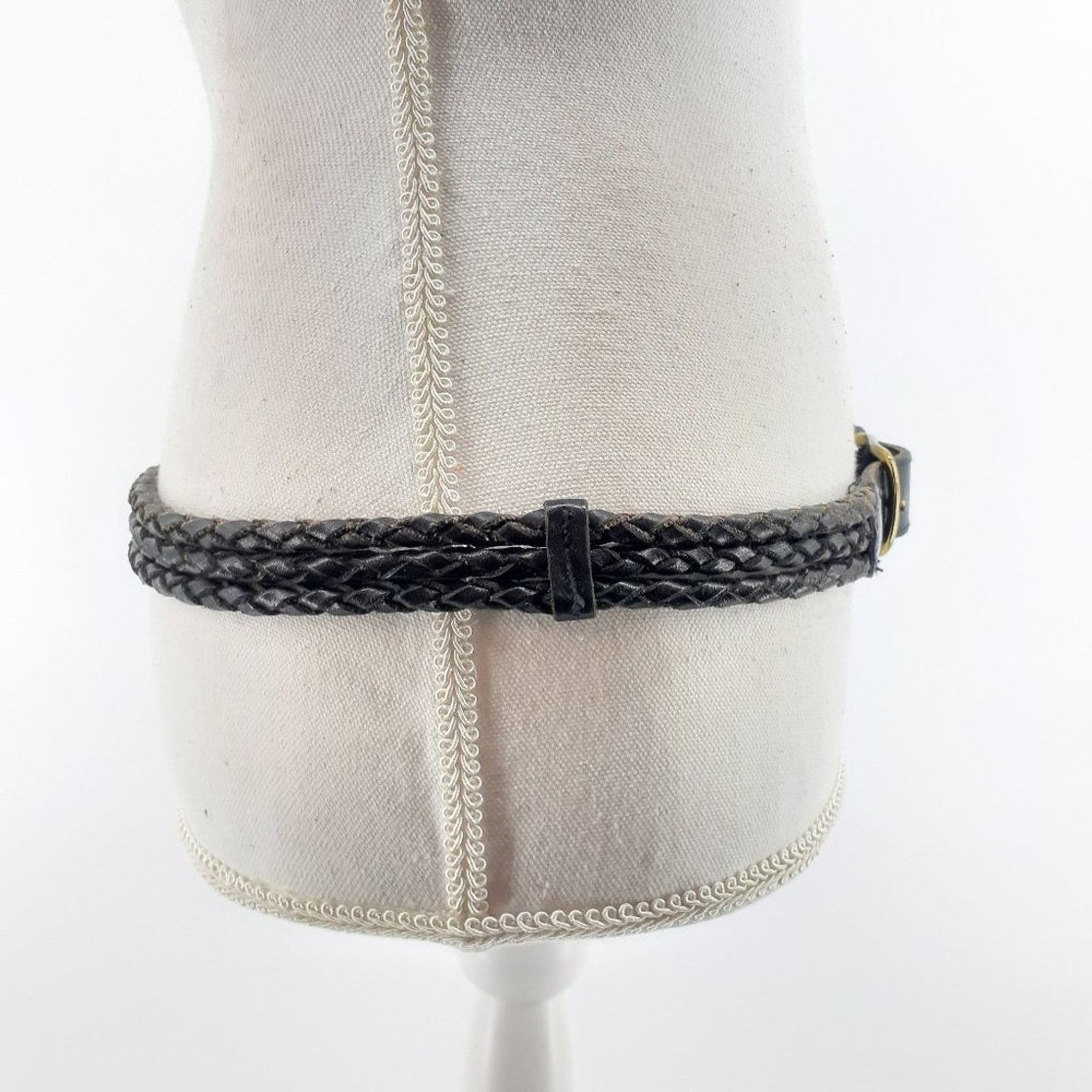 Other Architech Black Leather Double Rope Belt Gold Tone Large Size ONE SIZE - 6 Thumbnail