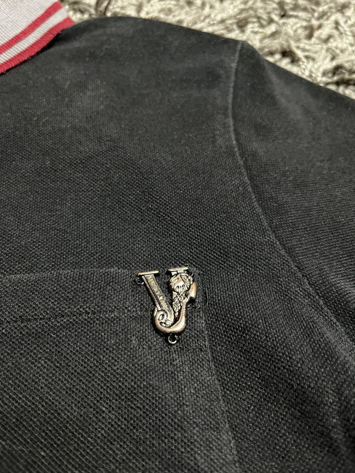 Versace Jeans Couture Versace Jeans Logo V-Emblem Black Polo Shirt Size US L / EU 52-54 / 3 - 3 Thumbnail