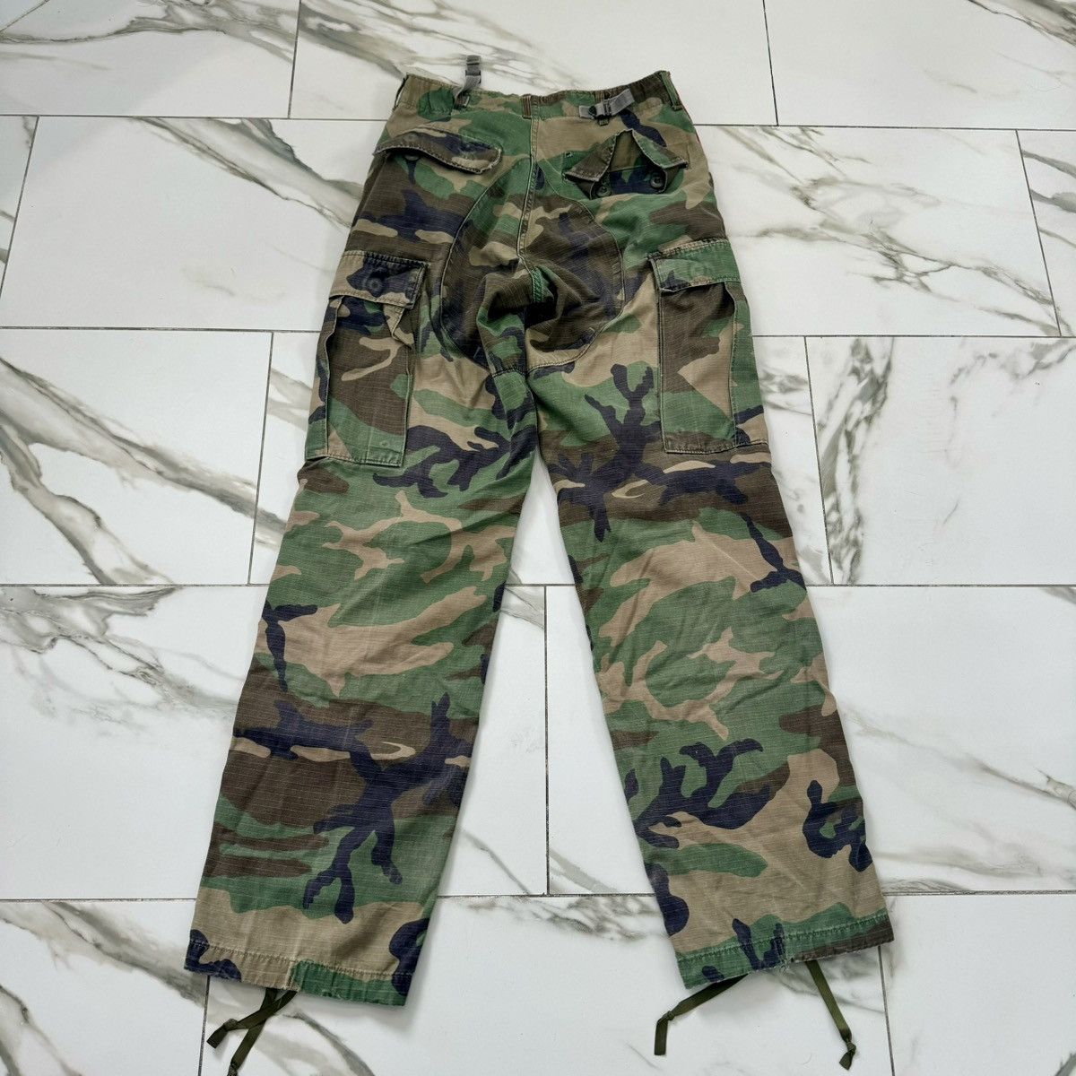 Vintage REWORKED CAMO CARGO RED STRIPE MILITARY PANTS! Size US 28 / EU 44 - 4 Thumbnail