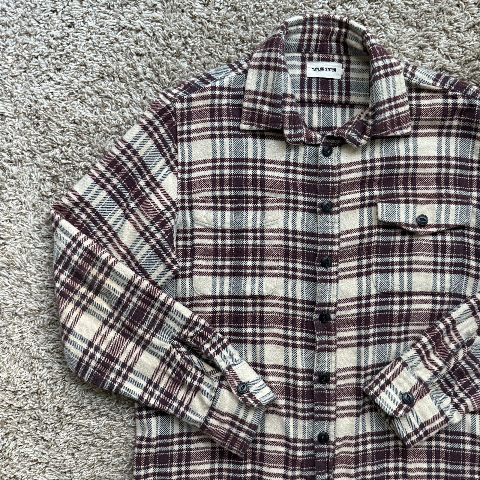 Taylor Stitch Taylor Stitch Shirt Red Crater Flannel Ivory Plaid Size M 40 Size US M / EU 48-50 / 2 - 6 Thumbnail