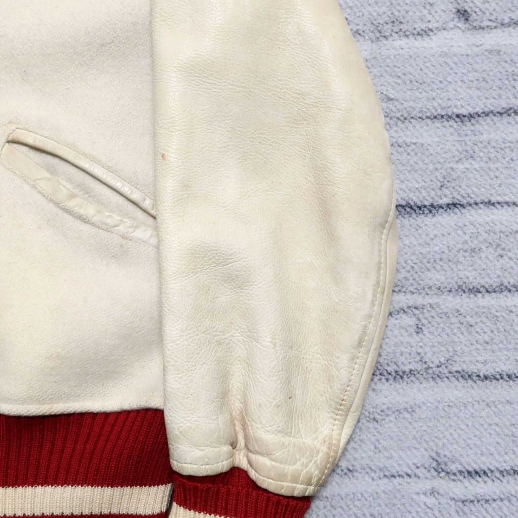 Vintage Vintage Stanford University Wool Leather Varsity Jacket Mens Jacket 44 White 90s Event Stanford University Varsity Jacket Mens Size US S / EU 44-46 / 1 - 3 Thumbnail
