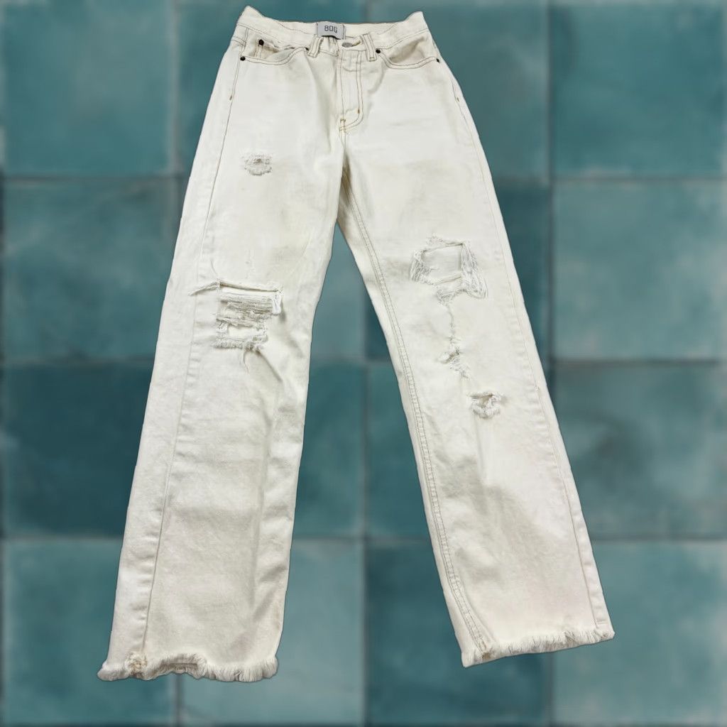 Bdg BDG Womens Jeans 27 Ivory Distressed High-Rise Straight Fit 5-Pocket Denim Casual Season Size 27" / US 4 / IT 40 - 1 Thumbnail