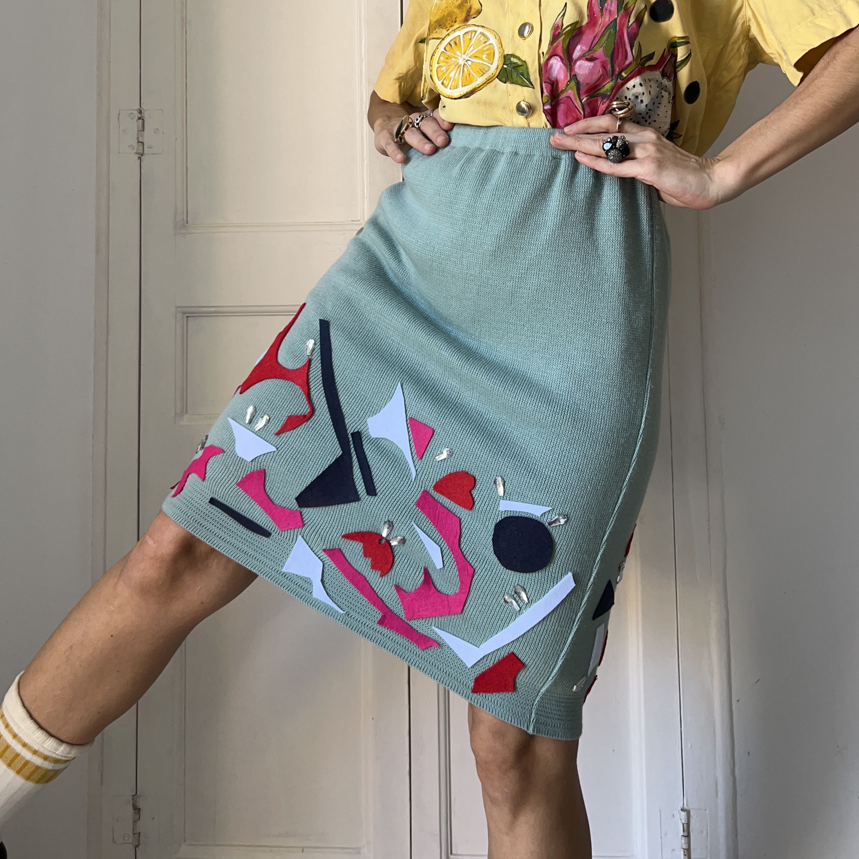 Custommade Custommade Felt Collage mint greenknit skirt Size 30" / US 8 / IT 44 - 6 Thumbnail