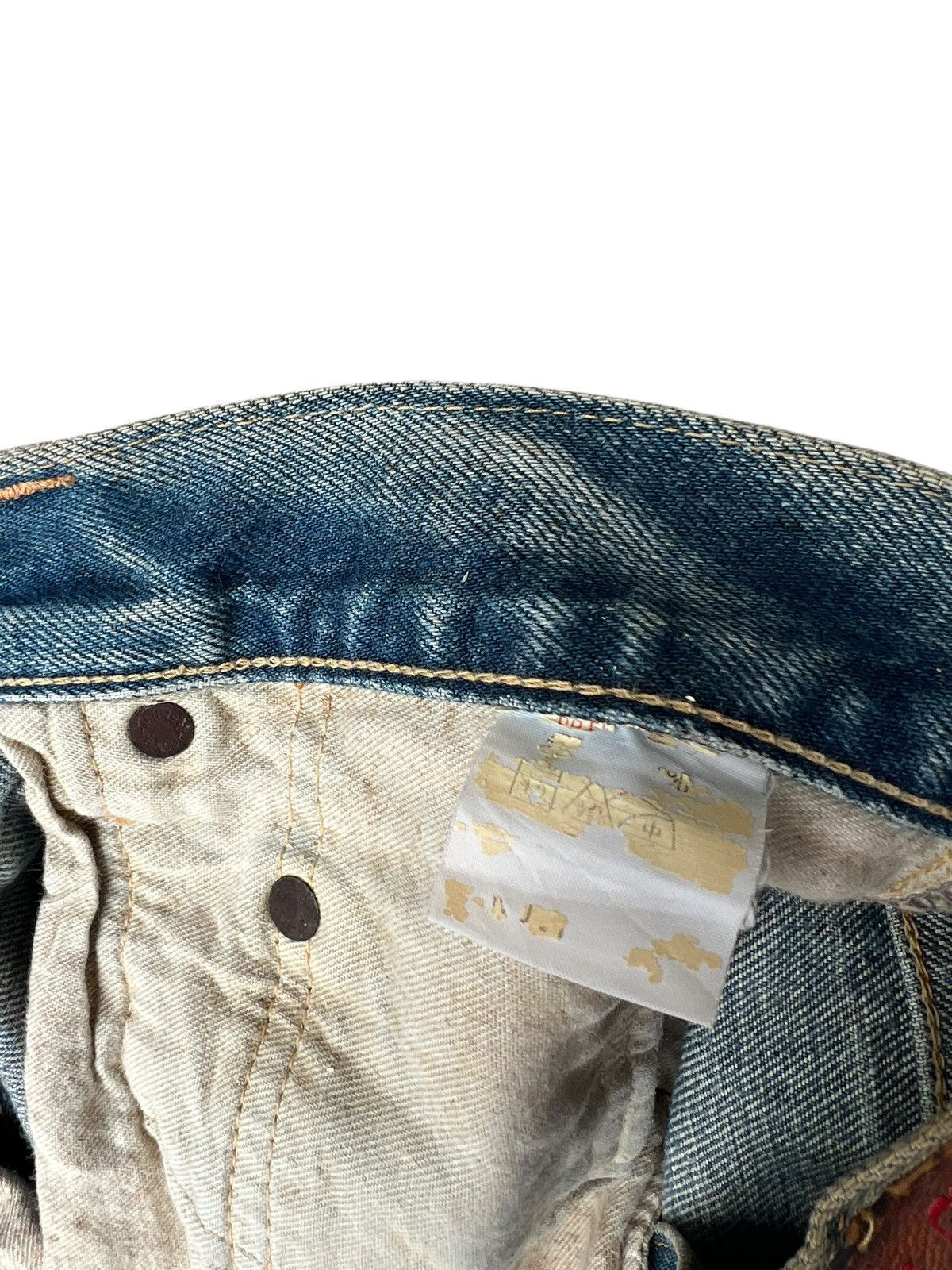 Johnbull Vintage 90s Sewing Chop Johnbull Stain Denim Selvedge Jeans Size US 34 / EU 50 - 24 Thumbnail
