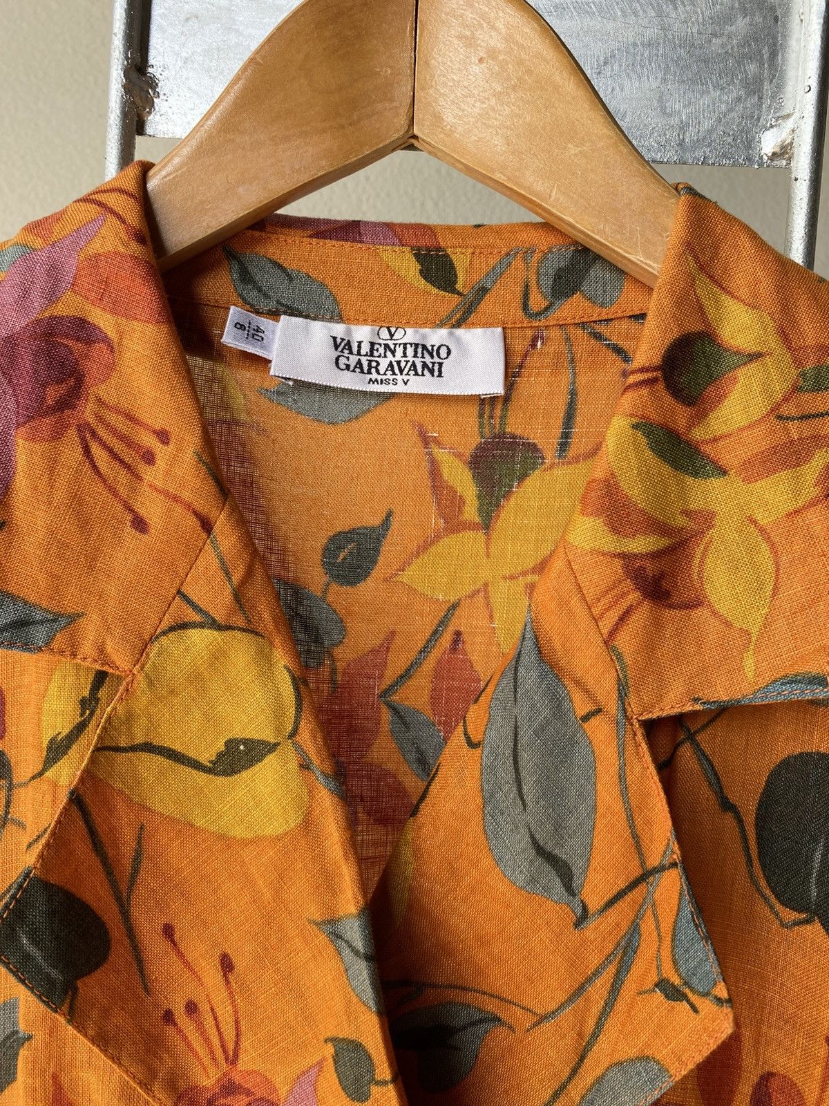 Valentino VALENTINO GARAVANI Orange Floral Button-Down Dress Size S / US 4 / IT 40 - 5 Thumbnail