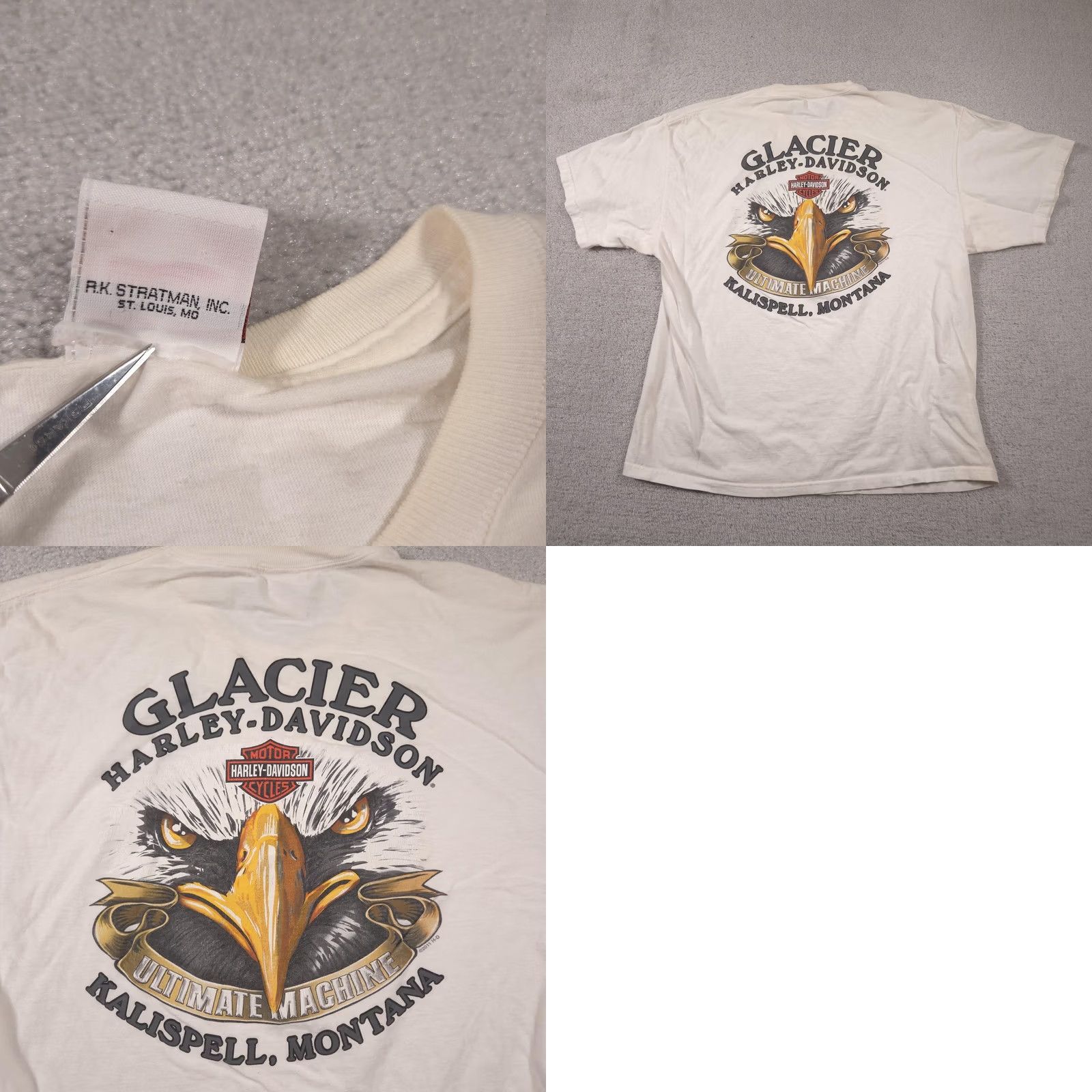 Harley Davidson Harley-Davidson Shirt Mens XL Makin' Tracks Glacier Kalispell Montana Graphic Crew Neck Short Sleeve White Jersey Vintage: No Size US L / EU 52-54 / 3 - 11 Thumbnail