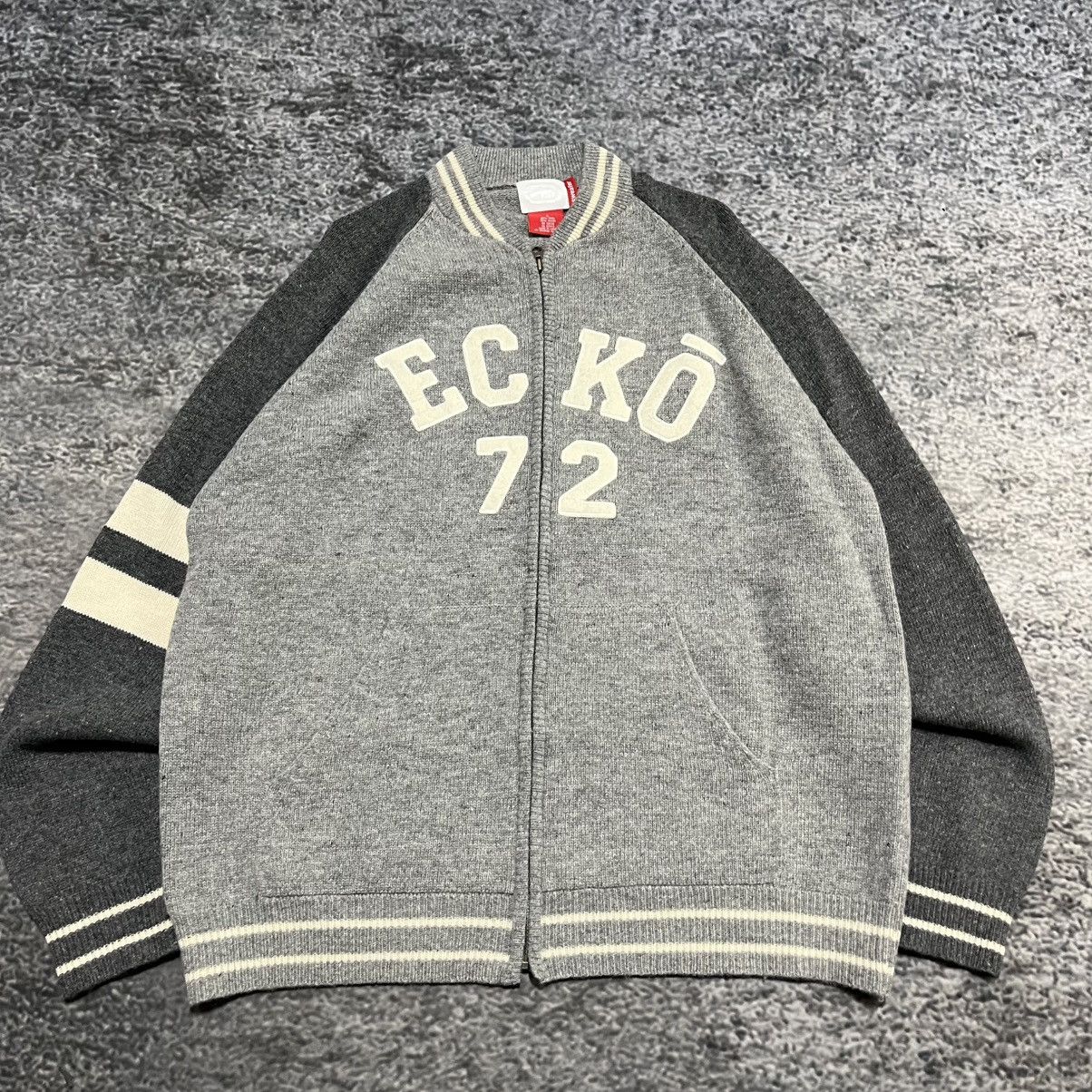 Ecko Unltd. Vintage Y2K Ecko U NLTD Spell Out Gray Wool Zip Up Sweater Size US L / EU 52-54 / 3 - 3 Thumbnail