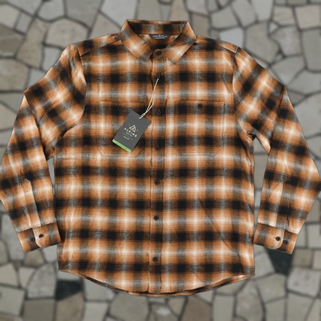 Vintage Alpine Design Shirt Plaid Button Up Brown Men's L Flannel Cotton Blend Long Sleeve Size US L / EU 52-54 / 3 - 1 Thumbnail