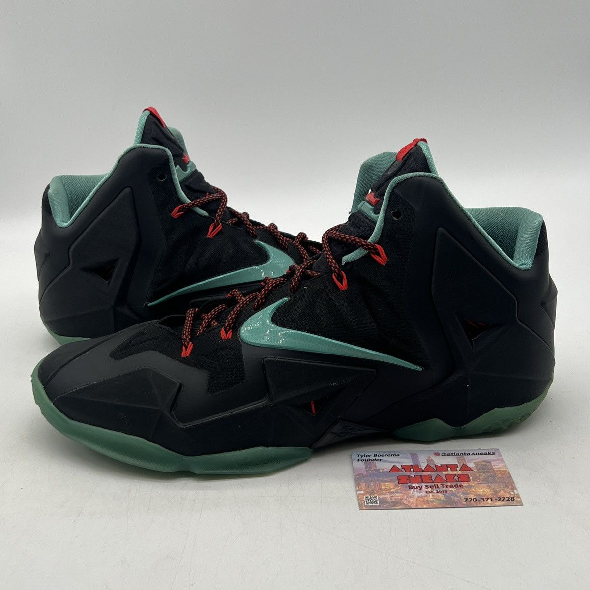 image of Nike Lebron 11 Jade Shoes in Black, Men's (Size 14)
