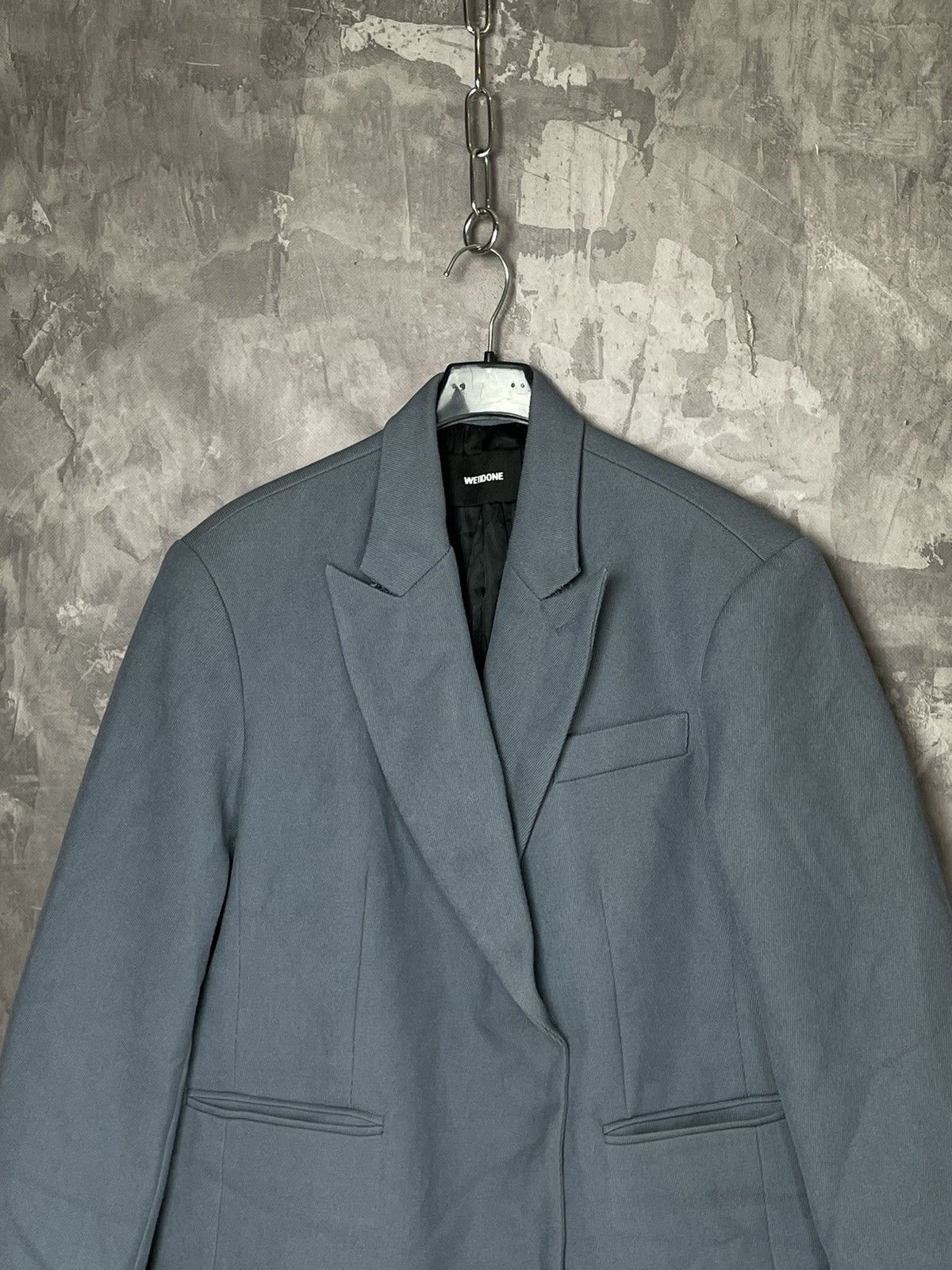 WE11DONE We11done Double Breasted Sky Blue Streetwear Y2K Logo blazer Size 40R - 11 Thumbnail