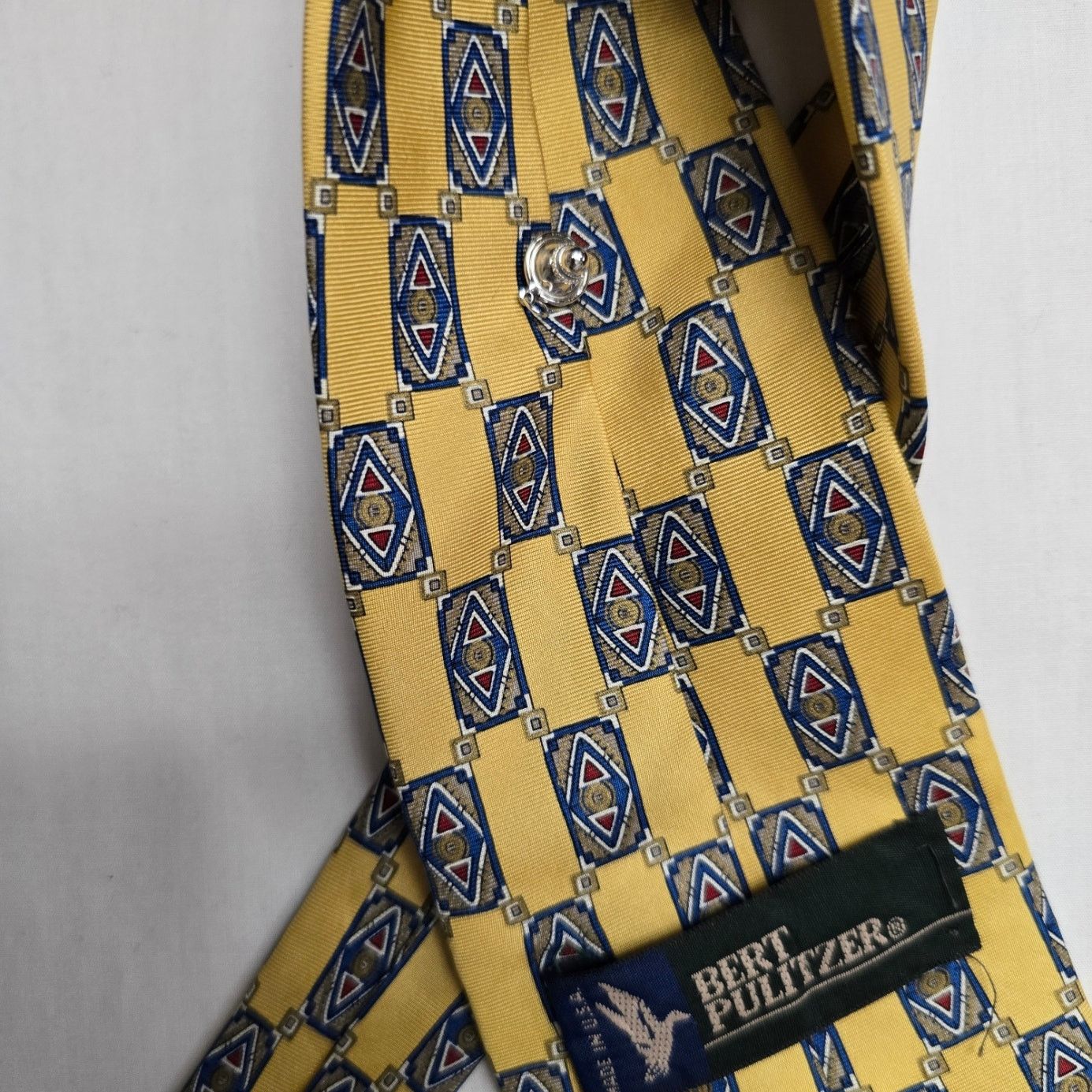 Ralph Marlin Vintage Bert Pulitzer Tie Gold 100% Silk Geometric Necktie Size ONE SIZE - 7 Thumbnail