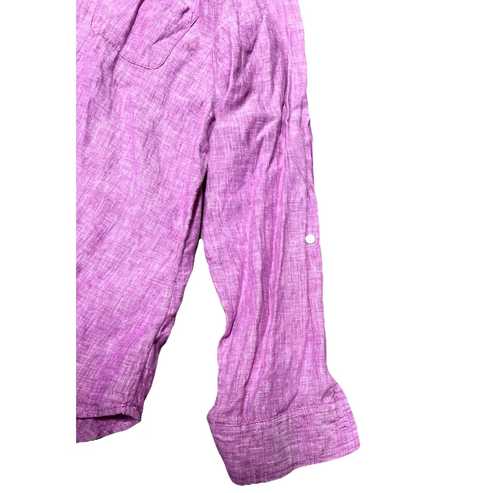 CO Jones & Co Womens Button-Up Shirt Purple Long Sleeve M Linen Size M / US 6-8 / IT 42-44 - 7 Thumbnail