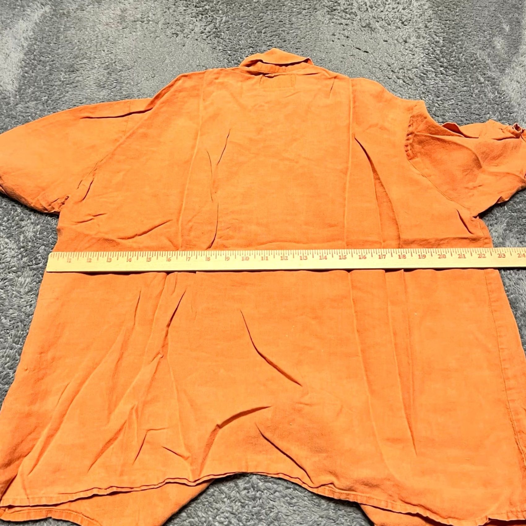 FLAX Flax Shirt Mens Small Orange Linen Button Short Sleeve Size US S / EU 44-46 / 1 - 3 Thumbnail