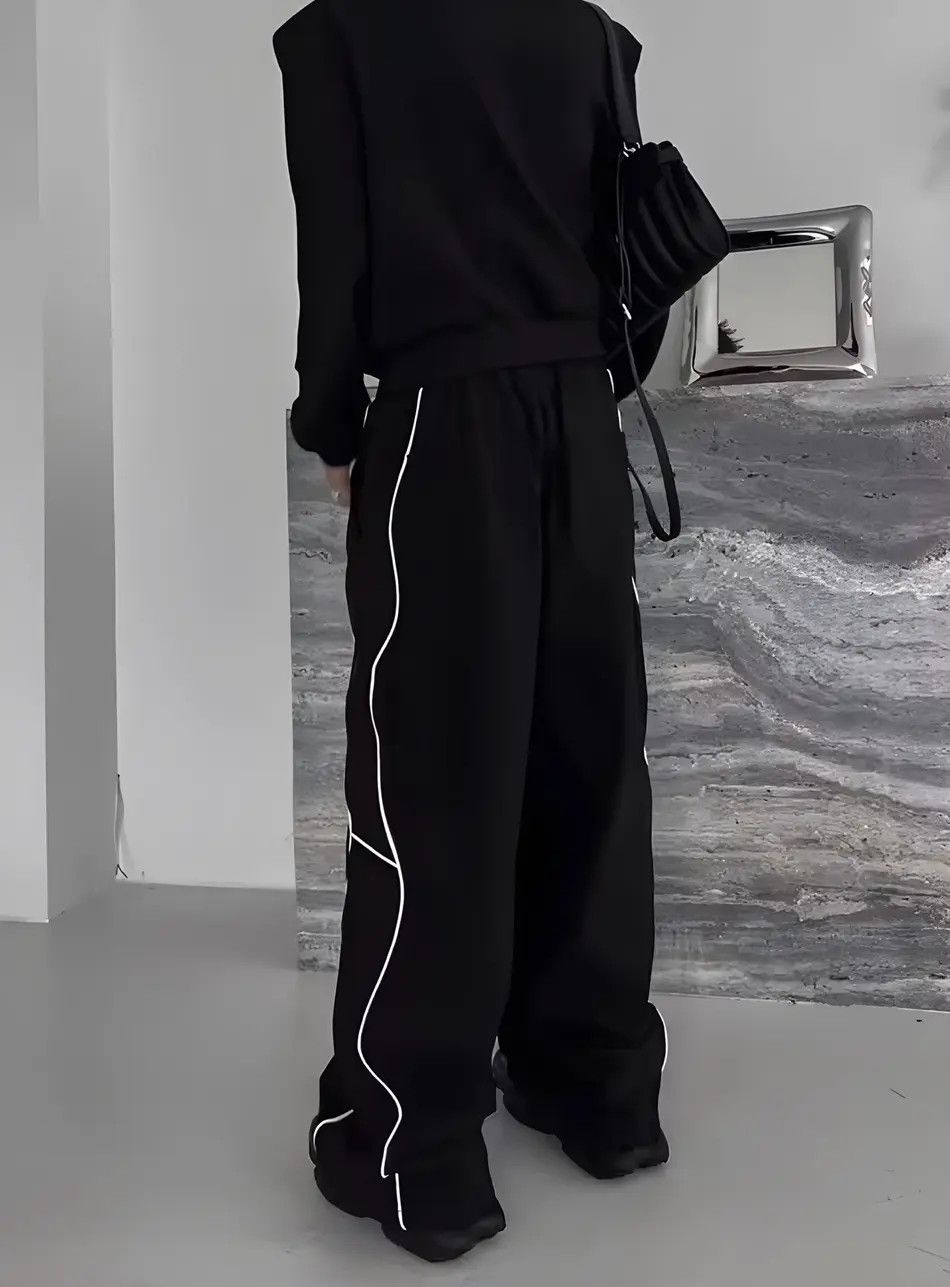Japanese Brand Y2K 2000s retro side swirl line baggy loose pants Size US 32 / EU 48 - 2 Thumbnail