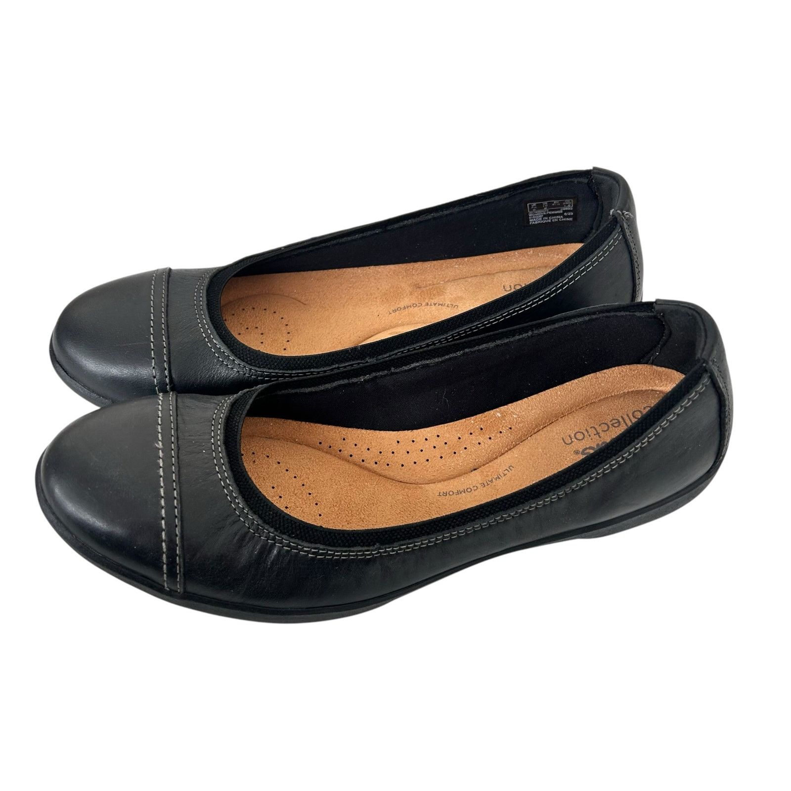 Clarks Clarks Collection Black Leather Meadow Opal Flats Shoes 10 Size US 10 / IT 40 - 4 Thumbnail
