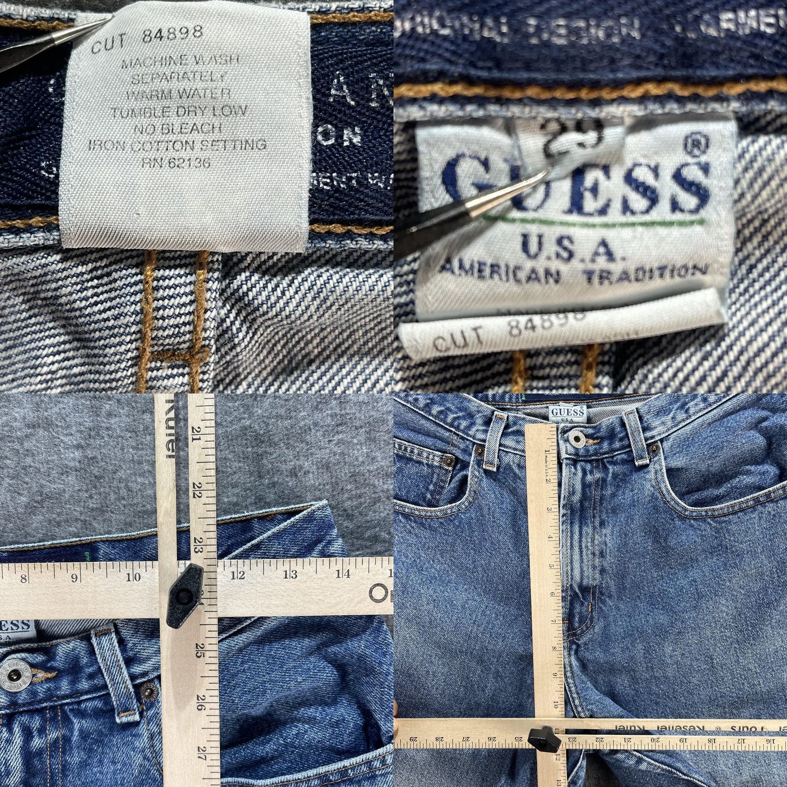 Guess VINTAGE GUESS Jeans Shorts Bermuda Mens 29 Blue Denim Made in USA Triangle Patch 90s Size US 29 - 8 Thumbnail