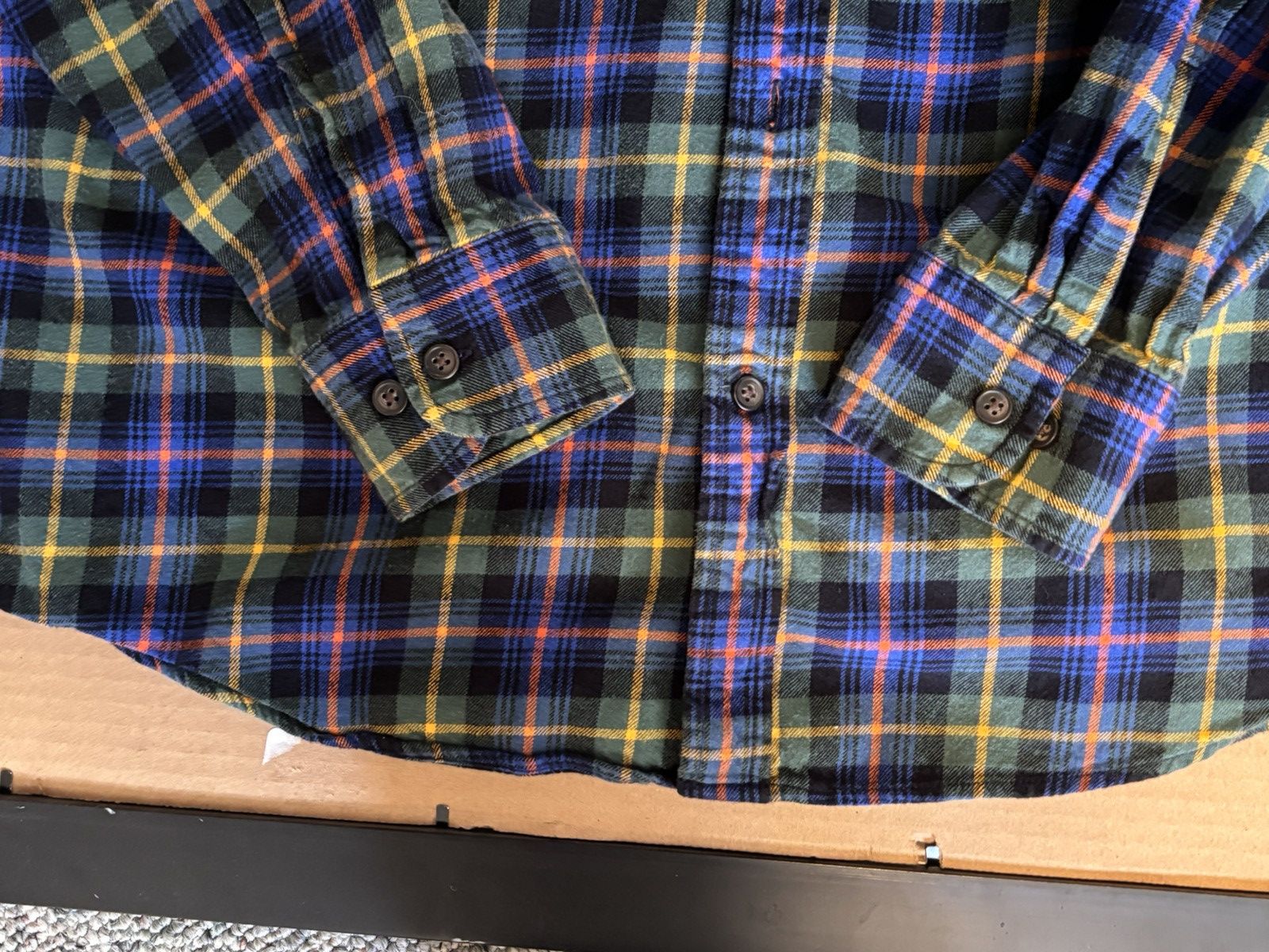 St. Johns Bay St. John's Bay L Plaid Brushed Flannel Button-Up Blue Green Size US L / EU 52-54 / 3 - 4 Thumbnail