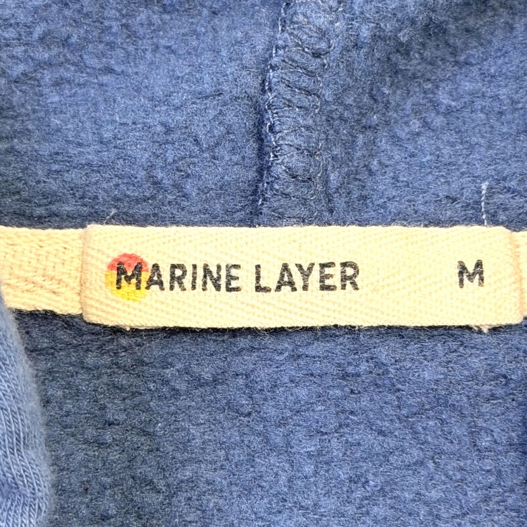 Marine Layer Marine Layer Hoodie Mens Medium Blue Full Zip Fleece Sweatshirt USA Made Logo Size US M / EU 48-50 / 2 - 3 Thumbnail