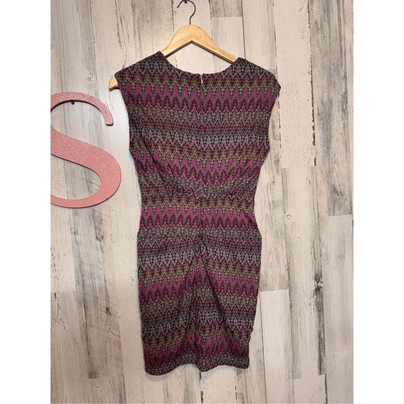 Other Ark & Co. Metallic Chevron Knit Bodycon Dress Small Pink Bla Size S / US 4 / IT 40 - 8 Thumbnail
