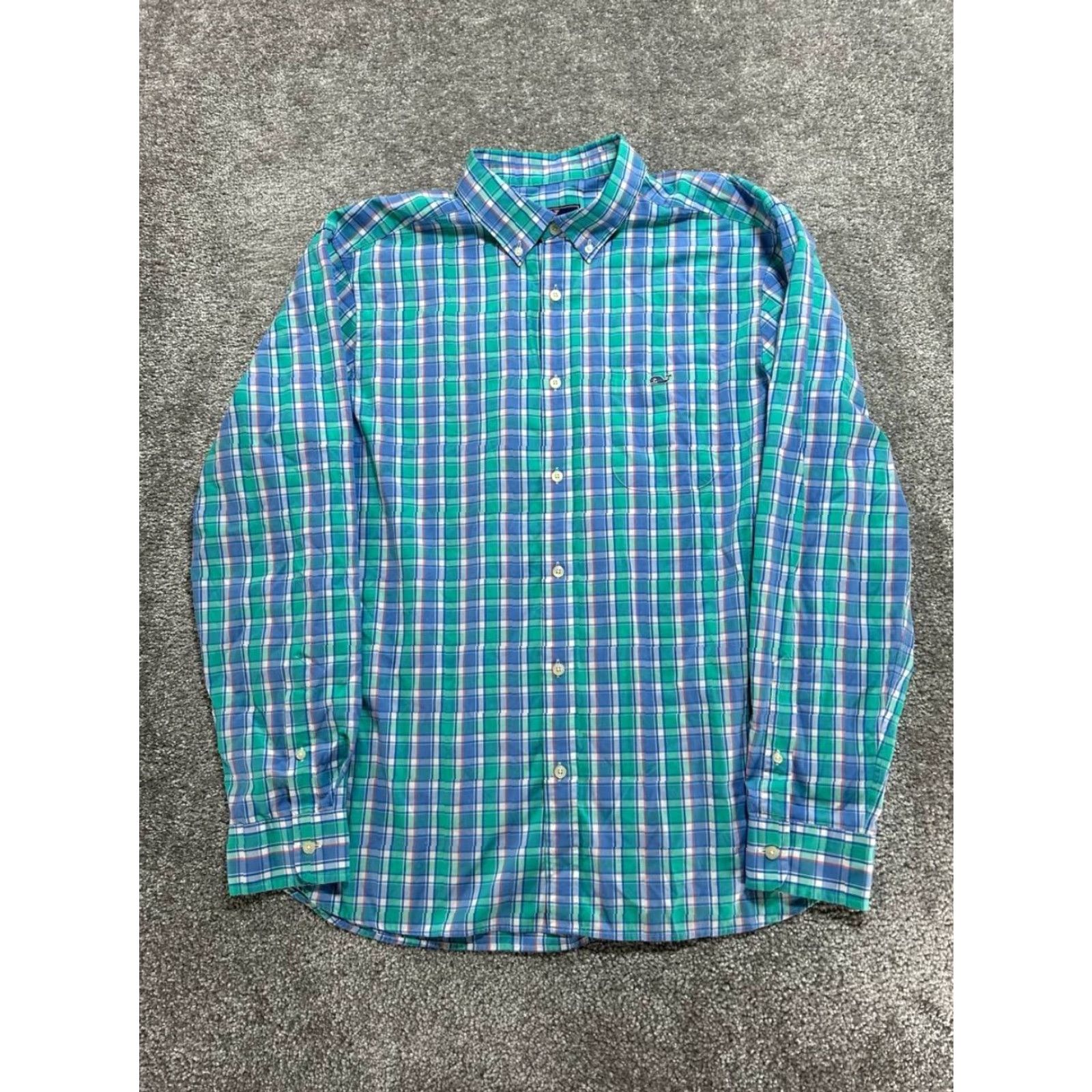 Vineyard Vines Vineyard Vines Shirt Mens Large Green Plaid Cotton Logo Stretch Button Down Shirt Size US L / EU 52-54 / 3 - 2 Thumbnail