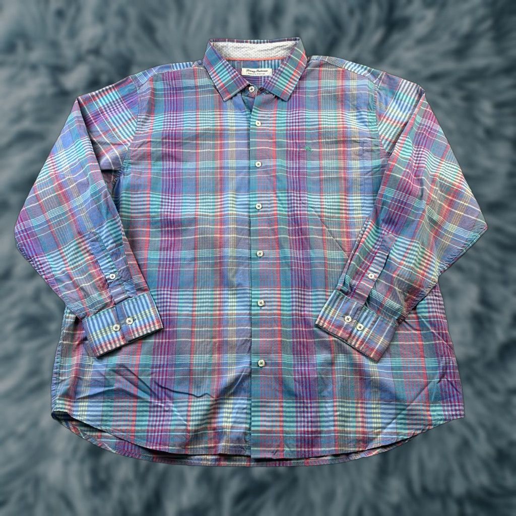 Tommy Bahama Tommy Bahama Shirt Mens 2XL Blue Plaid Button-Up Casual Cotton Stretch Size US XXL / EU 58 / 5 - 1 Thumbnail
