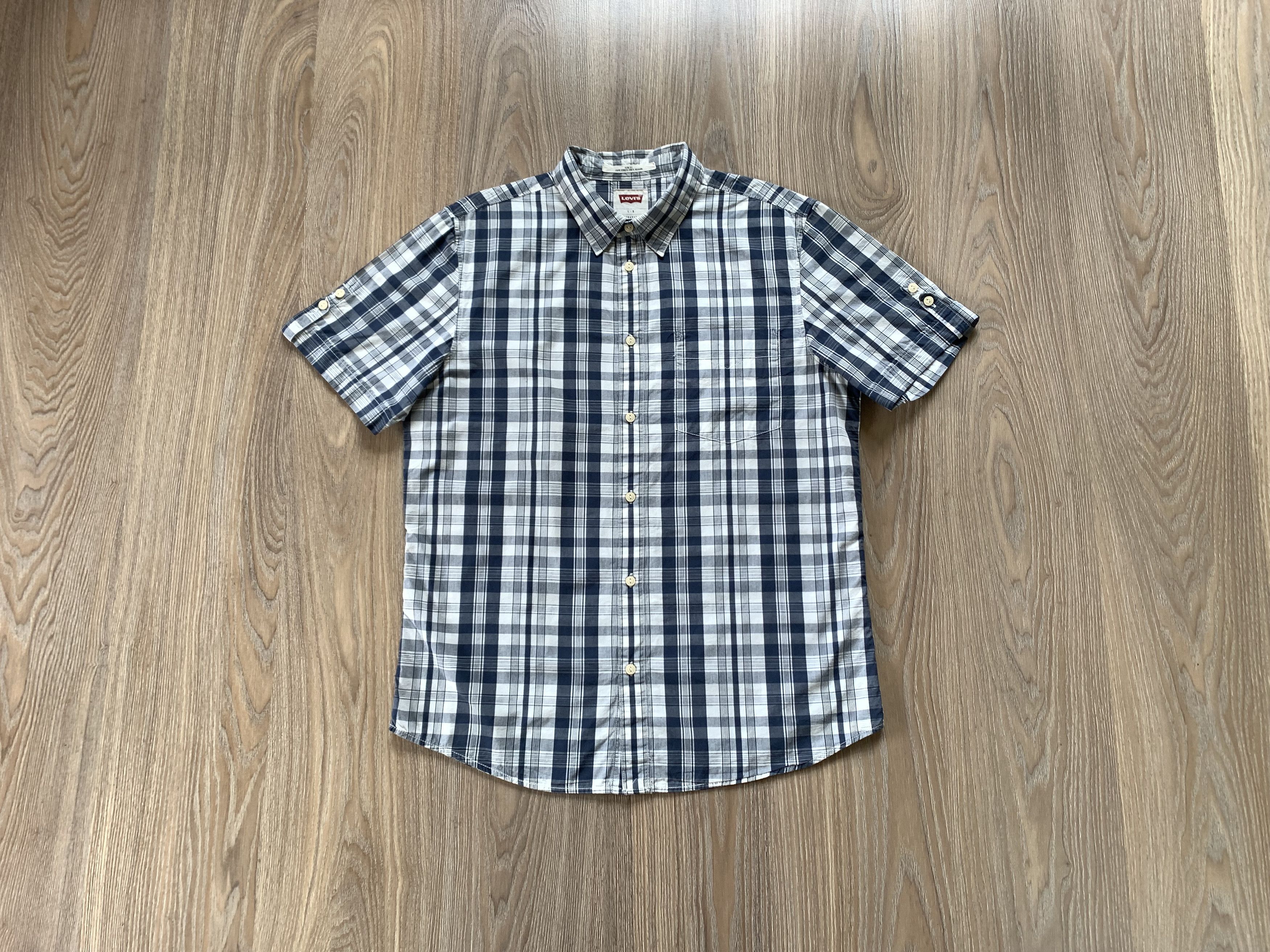Levi's × Levi's Vintage Clothing × Vintage Levis Slim Fit Cotton Plaid Short Sleeve Shirt Size US L / EU 52-54 / 3 - 1 Thumbnail