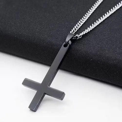 Jewelry Upside Down Cross Inverted Necklace Chain punk goth Size ONE SIZE - 1 Thumbnail