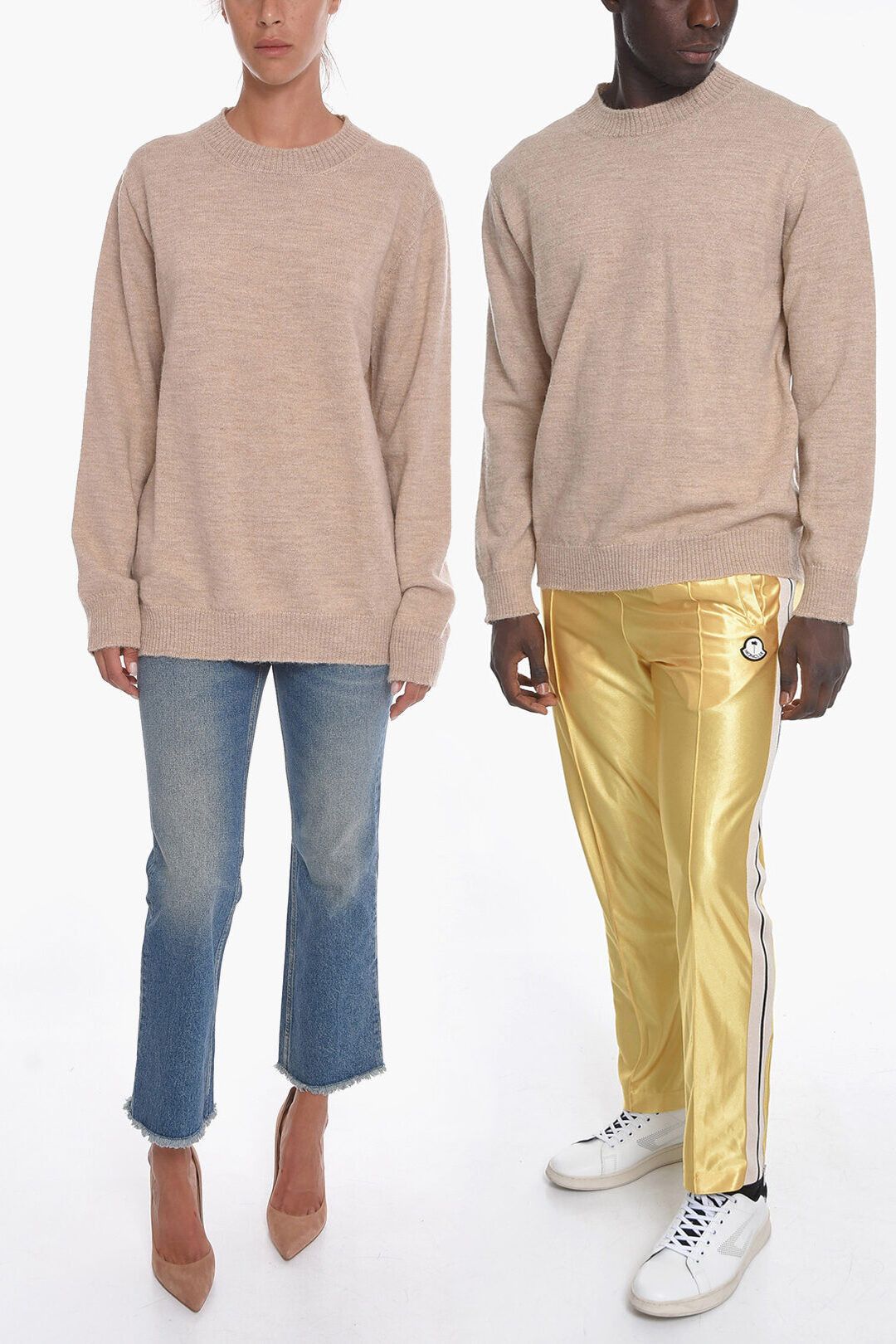 image of Maison Margiela Og1Mm1223 Crew Neck Sweater In Beige, Men's (Size XS)