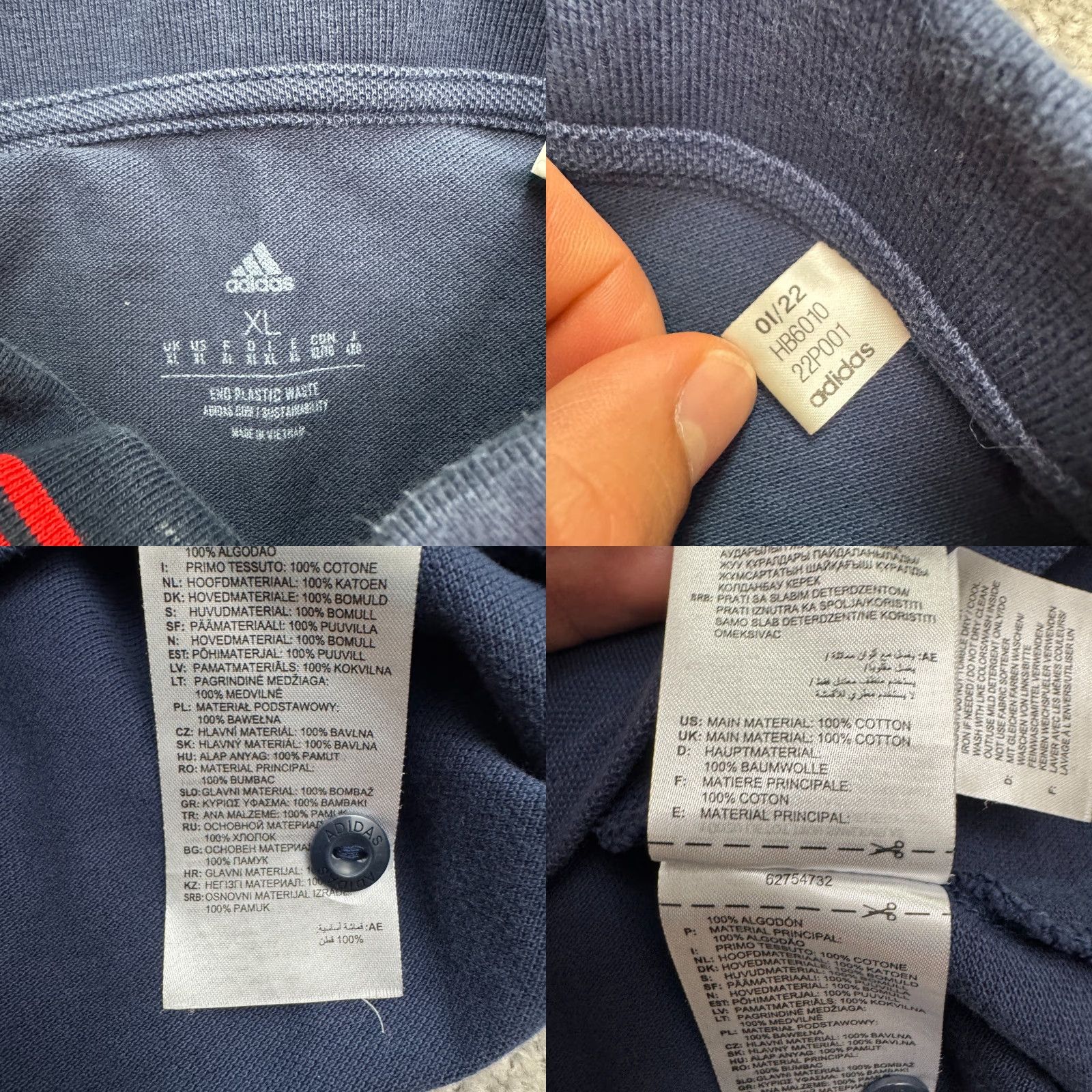 Adidas VINTAGE adidas Polo Shirt Men XL Navy Blue Cotton Casual Activewear Sports Golf Tennis Walking Size US XL / EU 56 / 4 - 8 Thumbnail