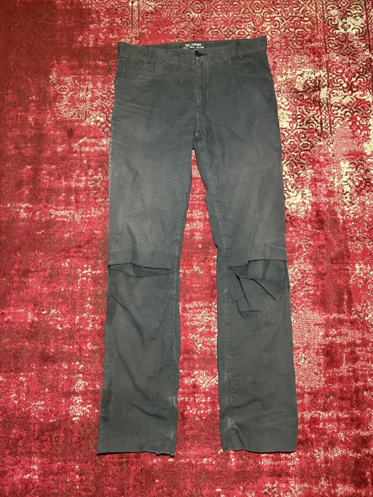 RAF Simon's AW2001-2002 Riot Riot Riot distressed pants