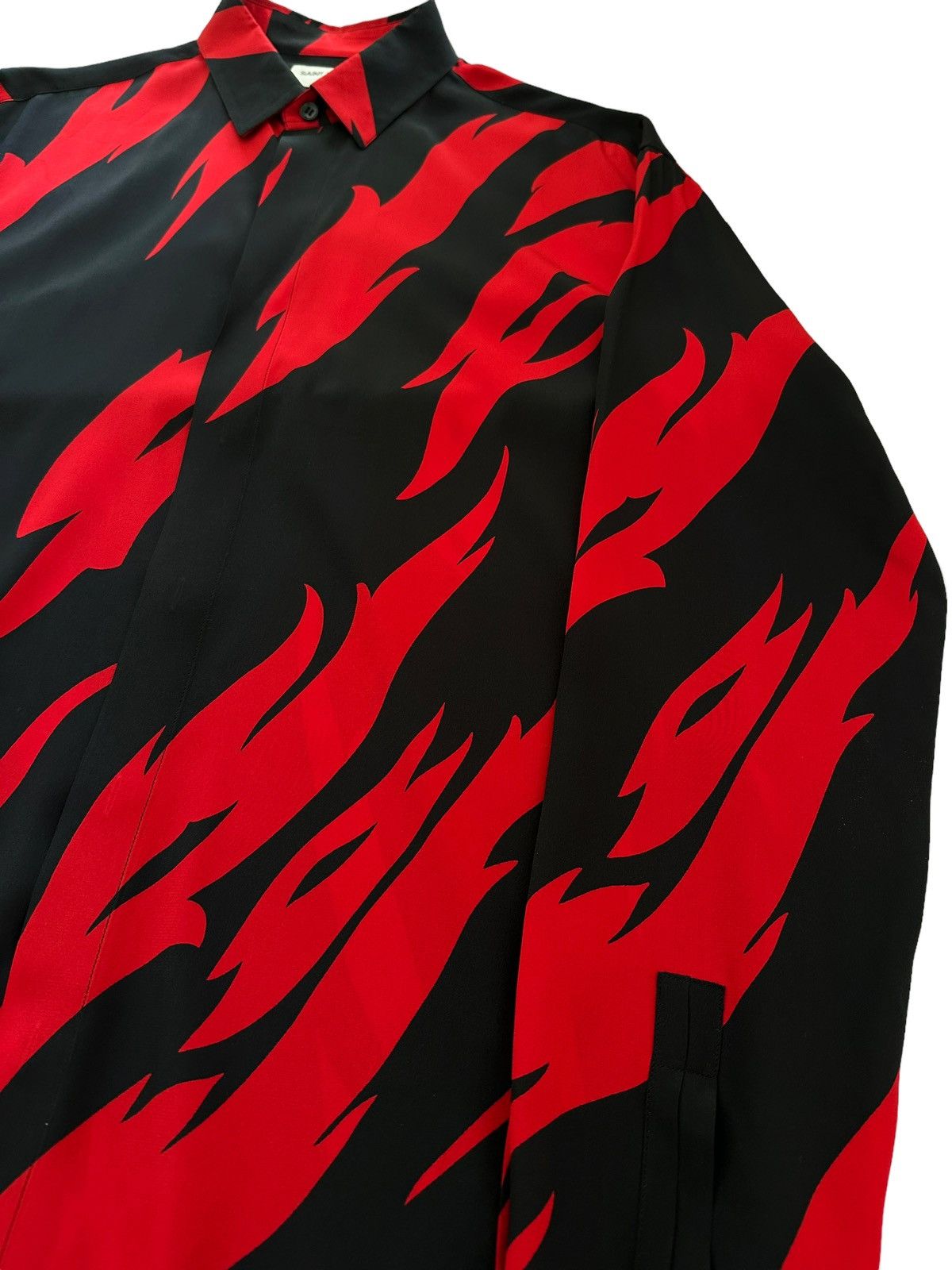 Saint Laurent Paris Sz41 2017 Red Flame Silk Shirt Size US L / EU 52-54 / 3 - 4 Thumbnail