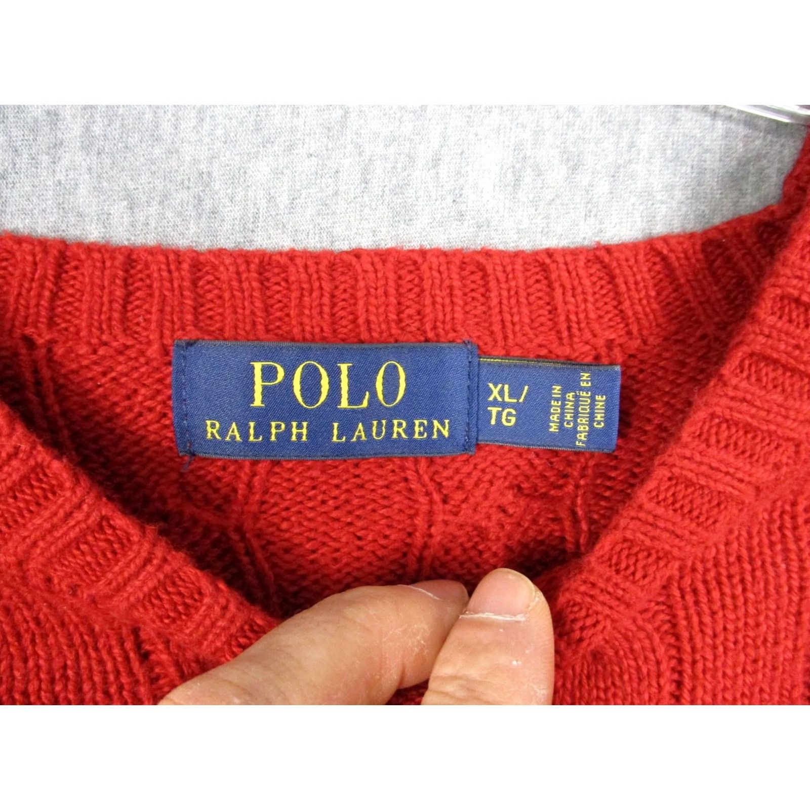 Polo Ralph Lauren Polo Ralph Lauren Sweater Mens XL Red Cable-Knit Crewneck Pullover Pony Logo -- Cotton Knit Size US XL / EU 56 / 4 - 4 Thumbnail