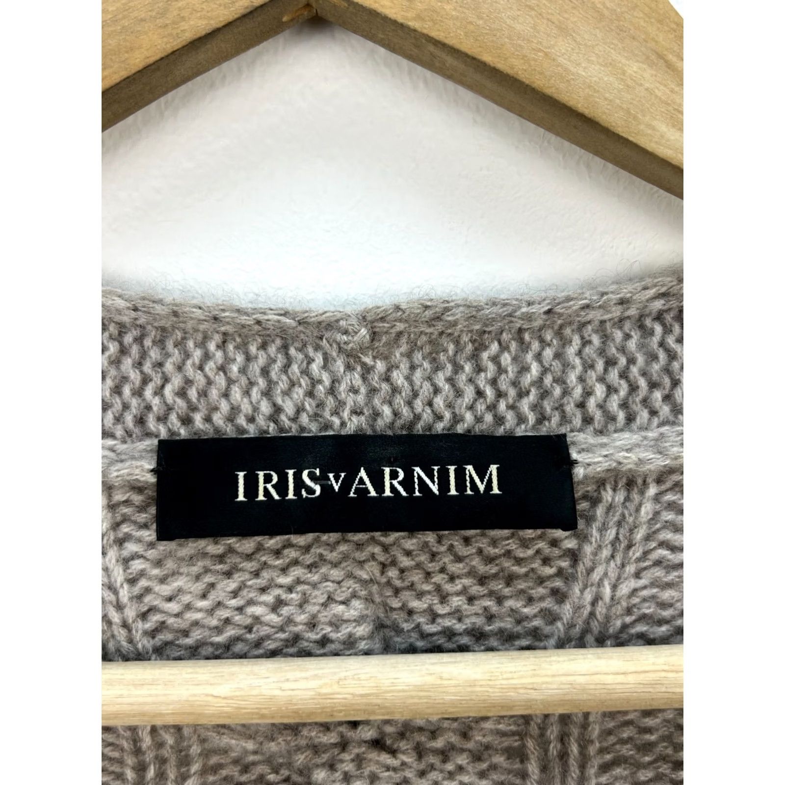 Vintage Iris Von Arnim Sweater Cardigan Women S Cashmere Cable-Knit Knit Long Sleeve Casual Fall Winter Beige Some brown Size S / US 4 / IT 40 - 4 Thumbnail