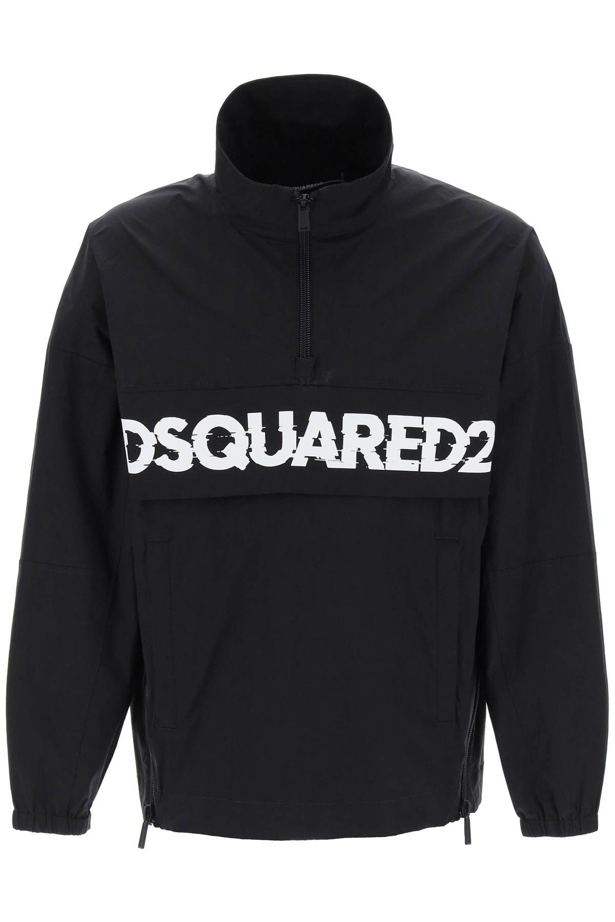 image of Dsquared2 Anorak With Logo Print in Black, Men's (Size XL)