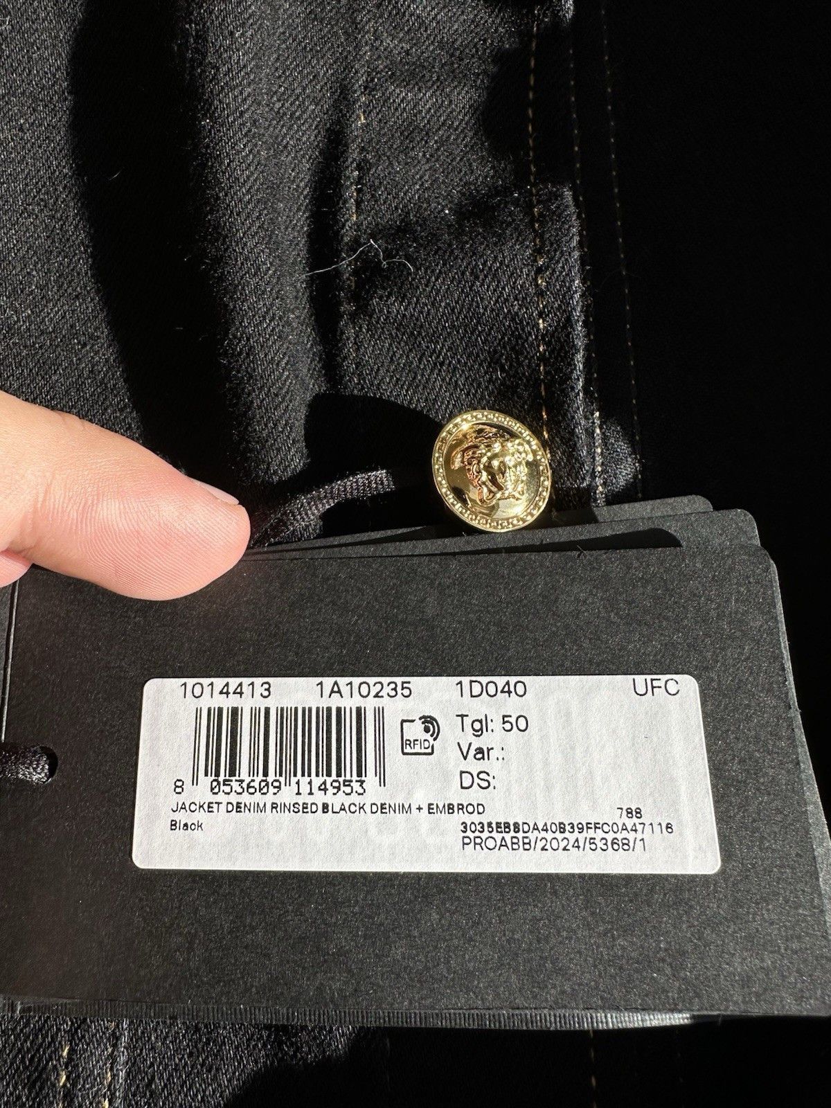 Versace Black Versace Jean Jacket With Great Gold Details, Buttons, Size US XL / EU 56 / 4 - 4 Thumbnail