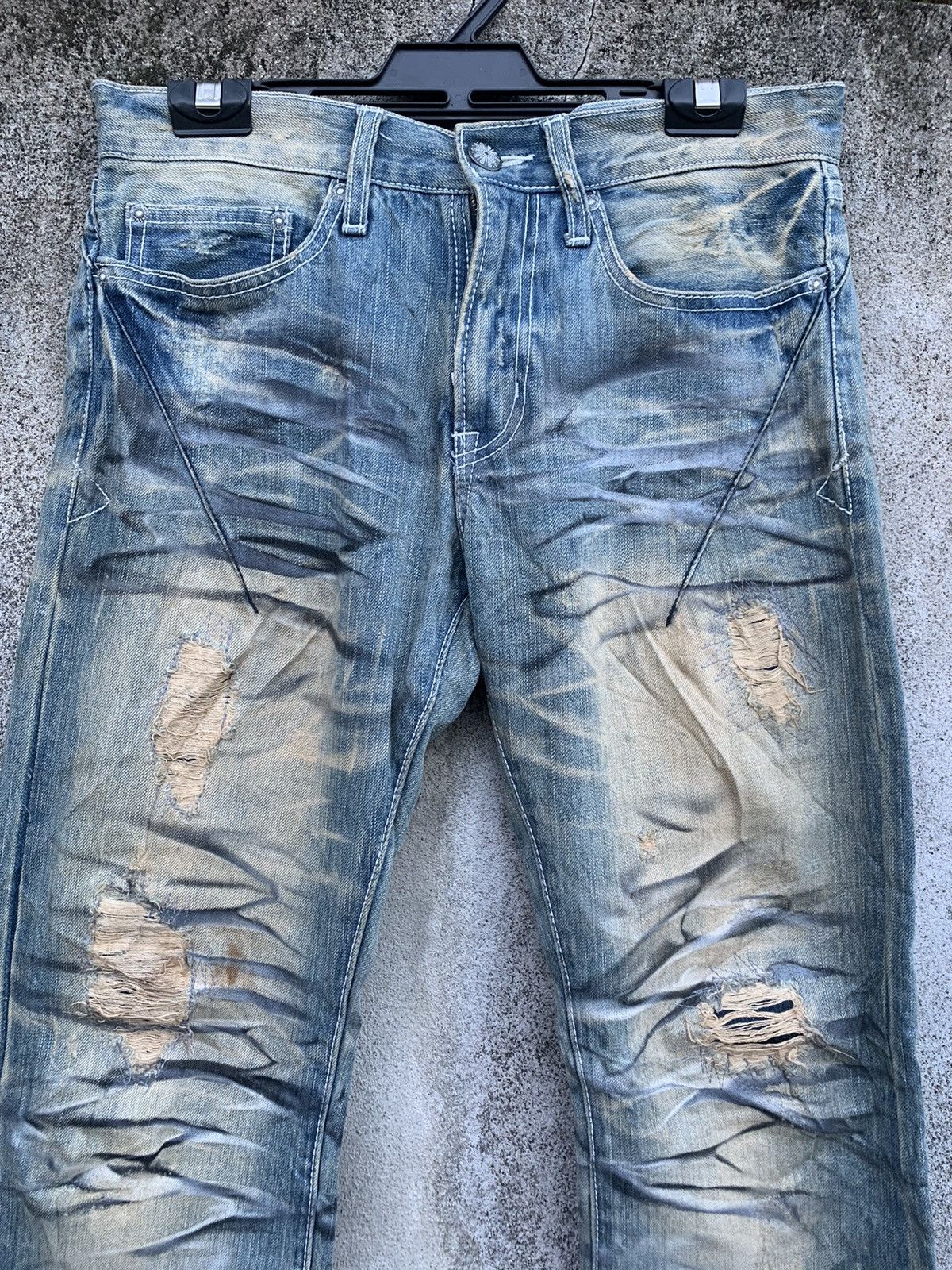 Japanese Brand Distressed washed denim - Original factory made Size US 30 / EU 46 - 3 Thumbnail