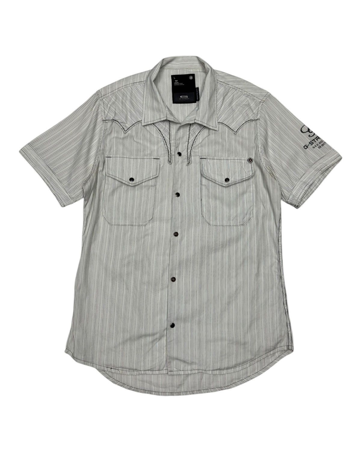 Yohji Yamamoto 🔥DEVIL STRIPE SHIRT S/S BUTTON SNAP YOHJI STYLE BY GSTAR Size US M / EU 48-50 / 2 - 1 Thumbnail