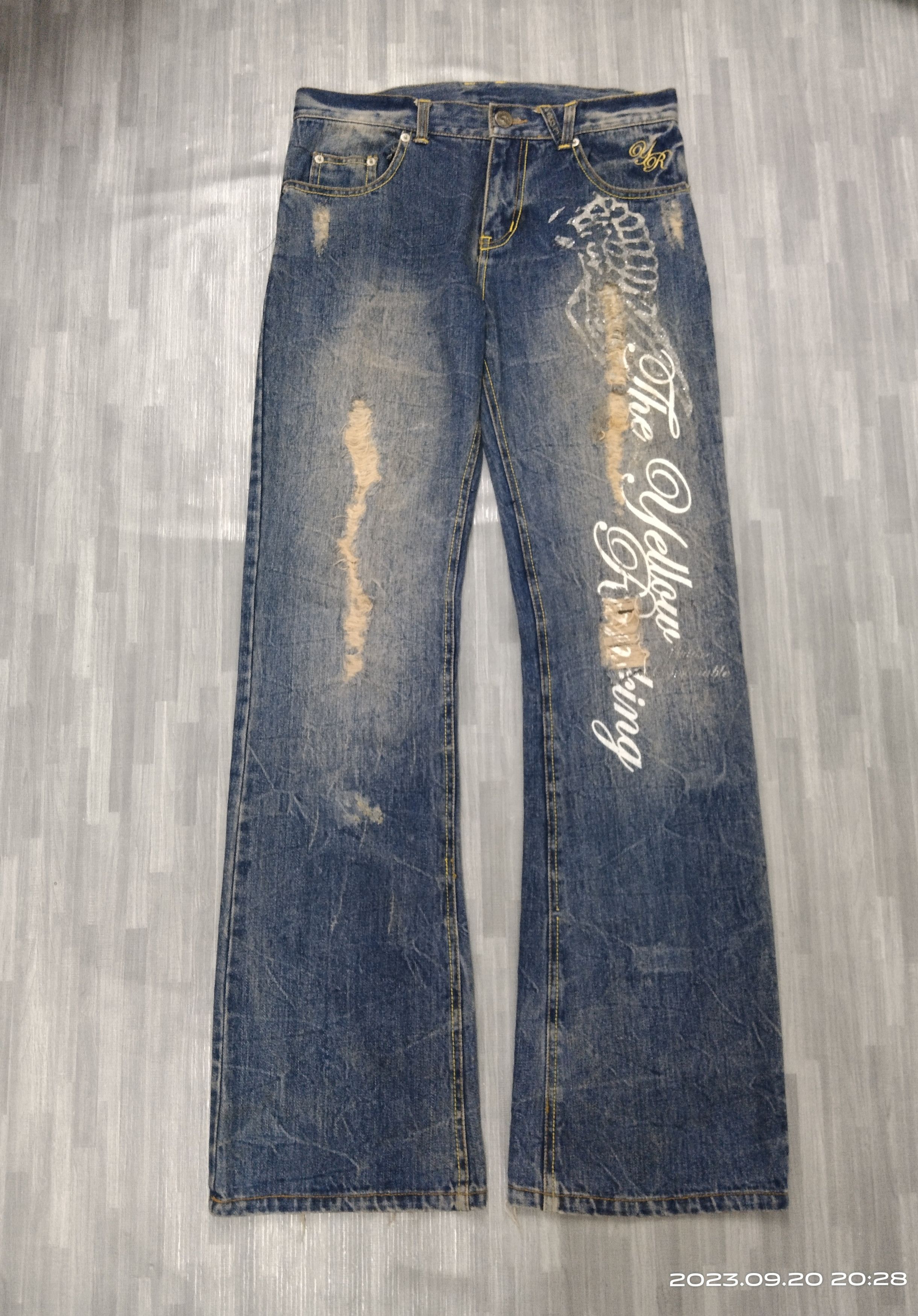 Other FLARE SICK WING DEVIL YELLOW RANKING DENIM PANTS Size US 29 - 2 Thumbnail