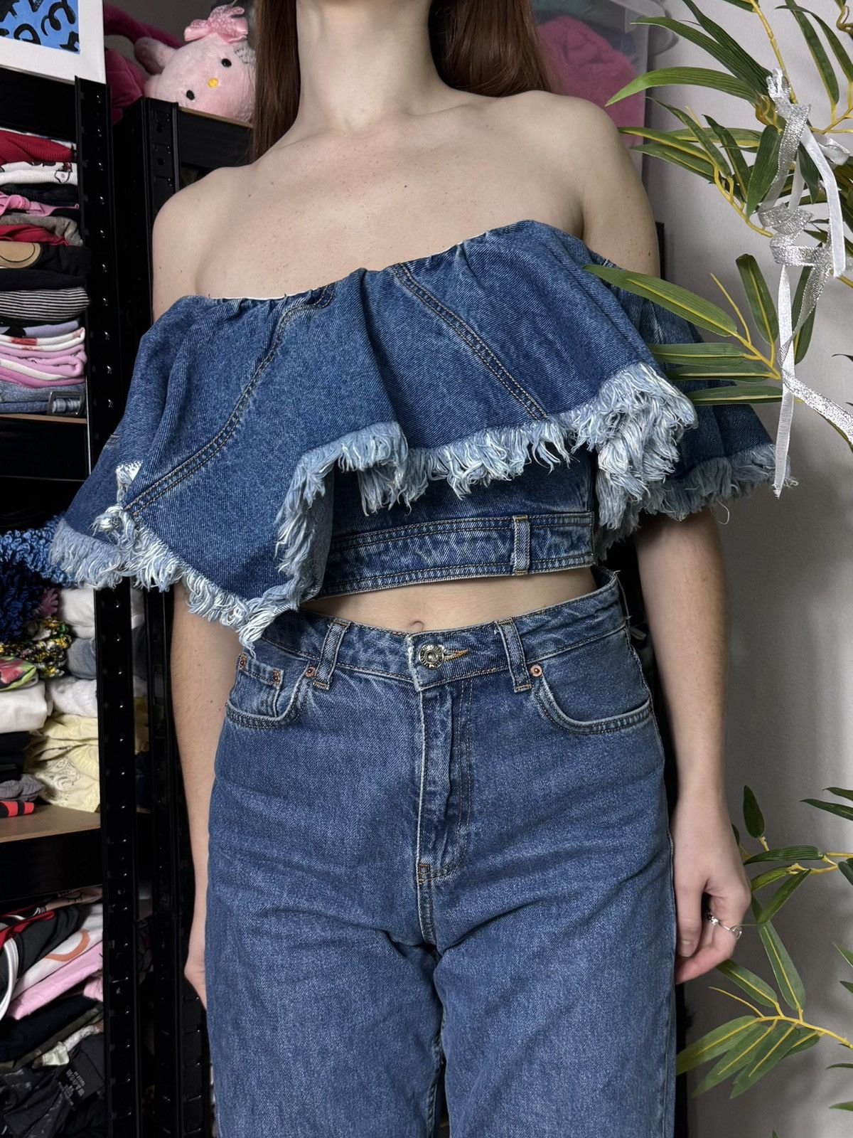 Philosophy di Lorenzo Serafini VINTAGE PHILOSOPHY DI LORENZO SERAFINI RUSHES DENIM CROP TOP Size XS / US 0-2 / IT 36-38 - 7 Thumbnail